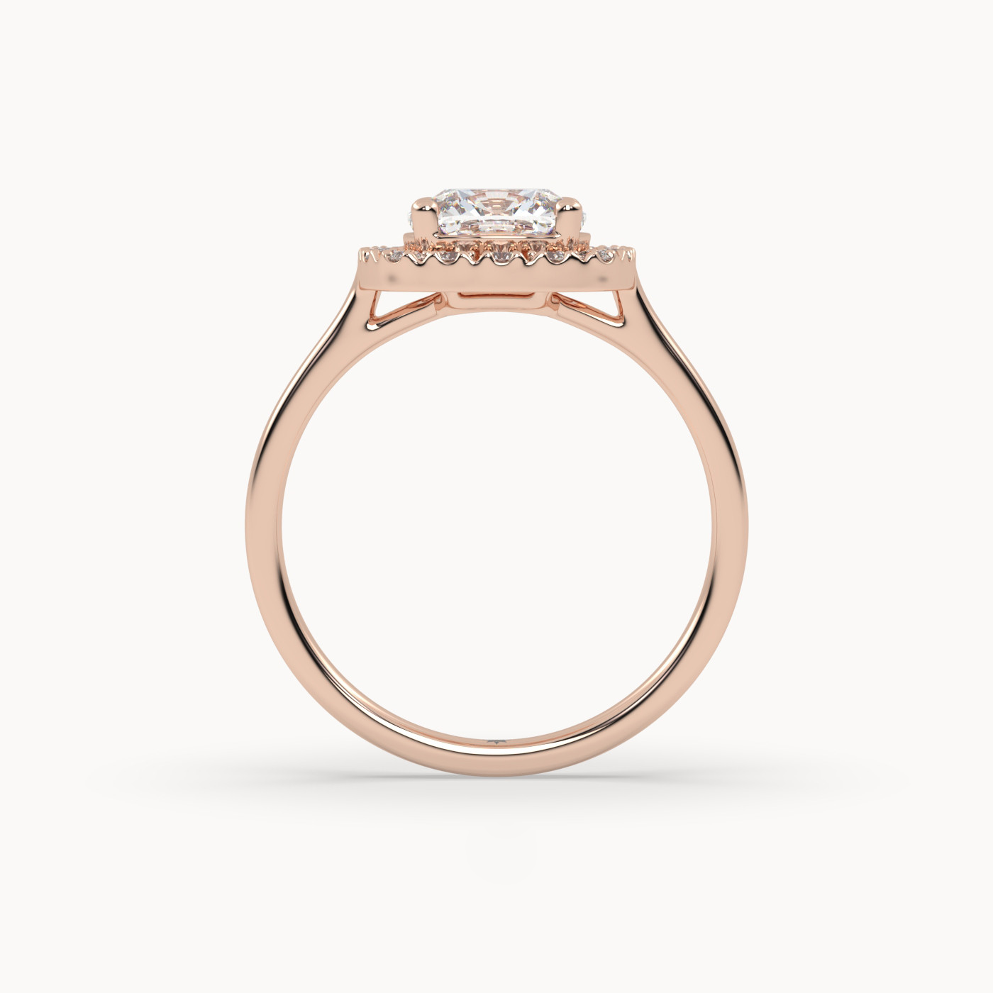 side profile of Cushion Halo Grace in 18K Rose Gold