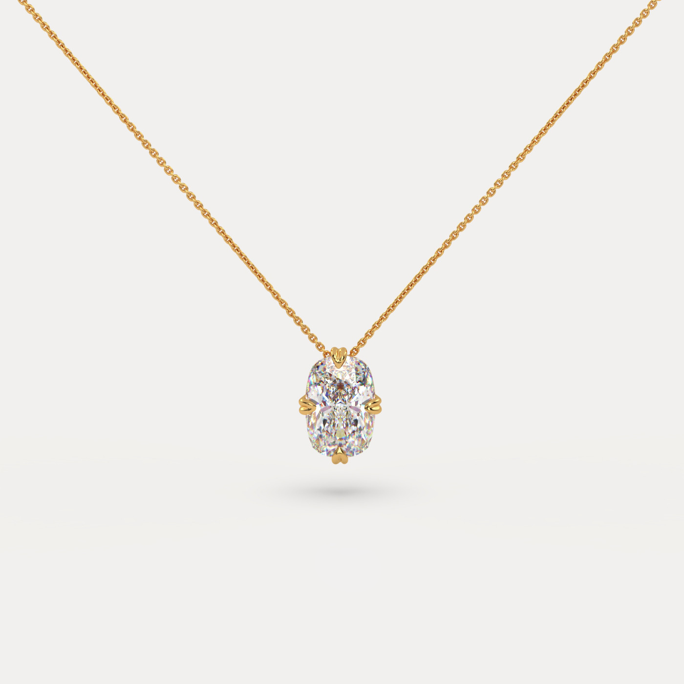front view of Solitaire Elongated Cushion Cut Diamond Pendant in 18K Rose Gold
