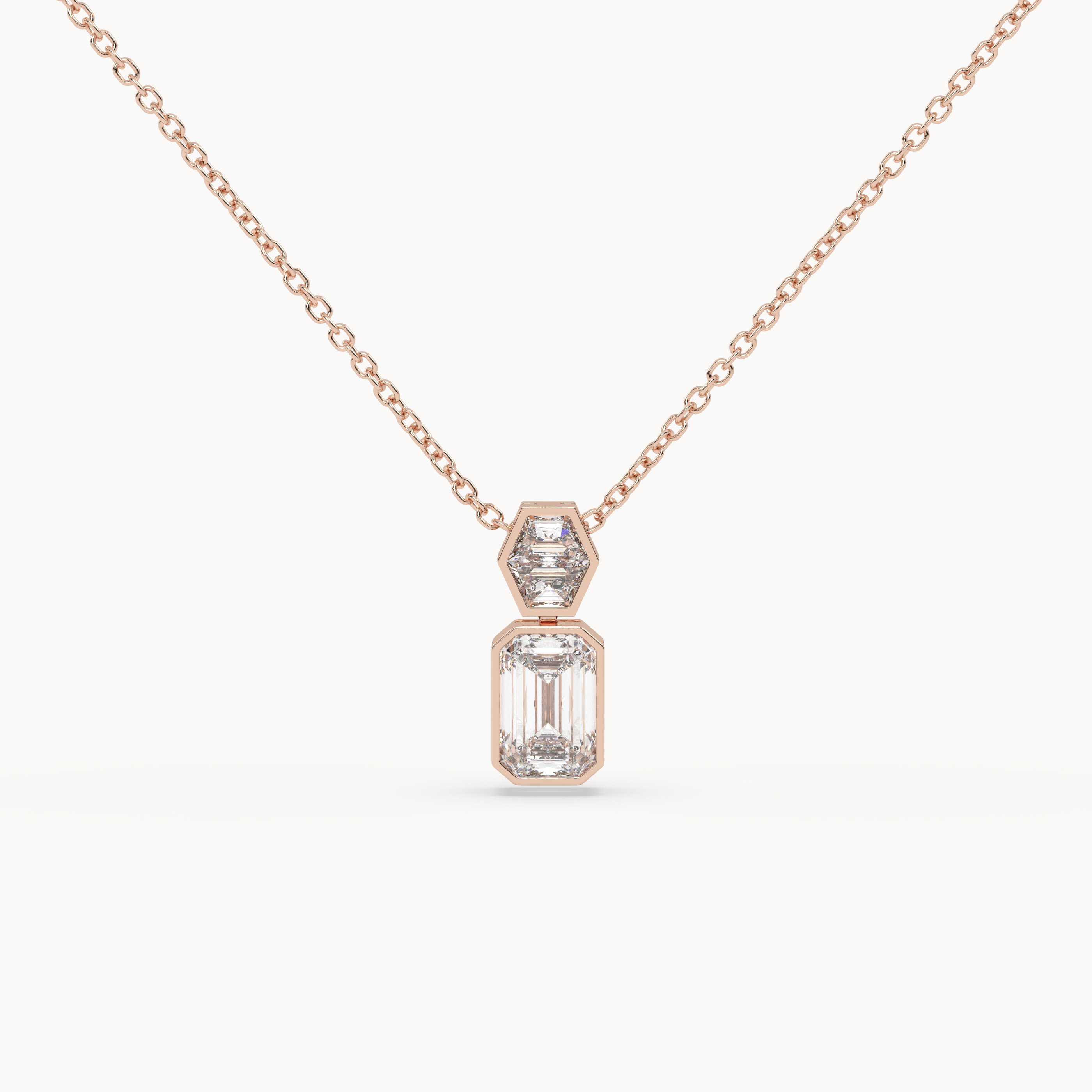 front view of Emerald Drop Diamond Pendant – 2.2 ct in 18K Rose Gold