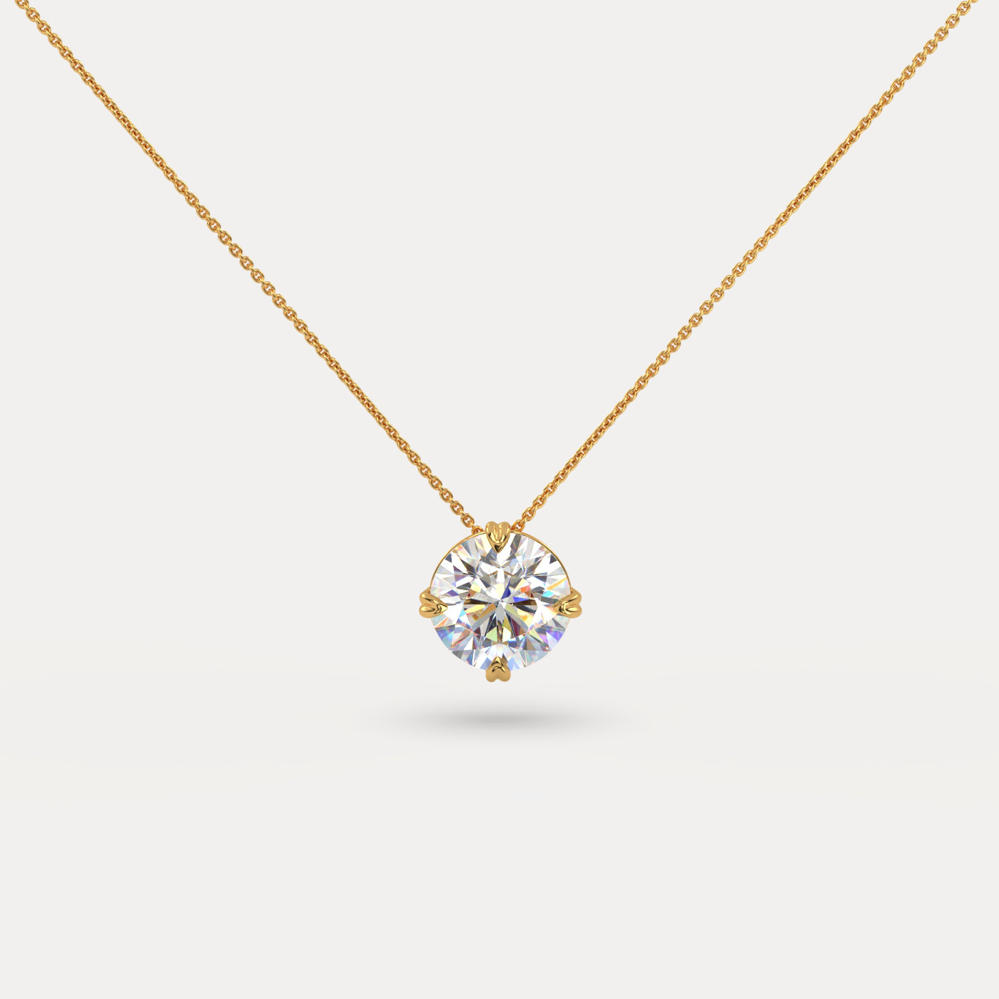 front view of Solitaire Round Cut Diamond Pendant in 18K Rose Gold