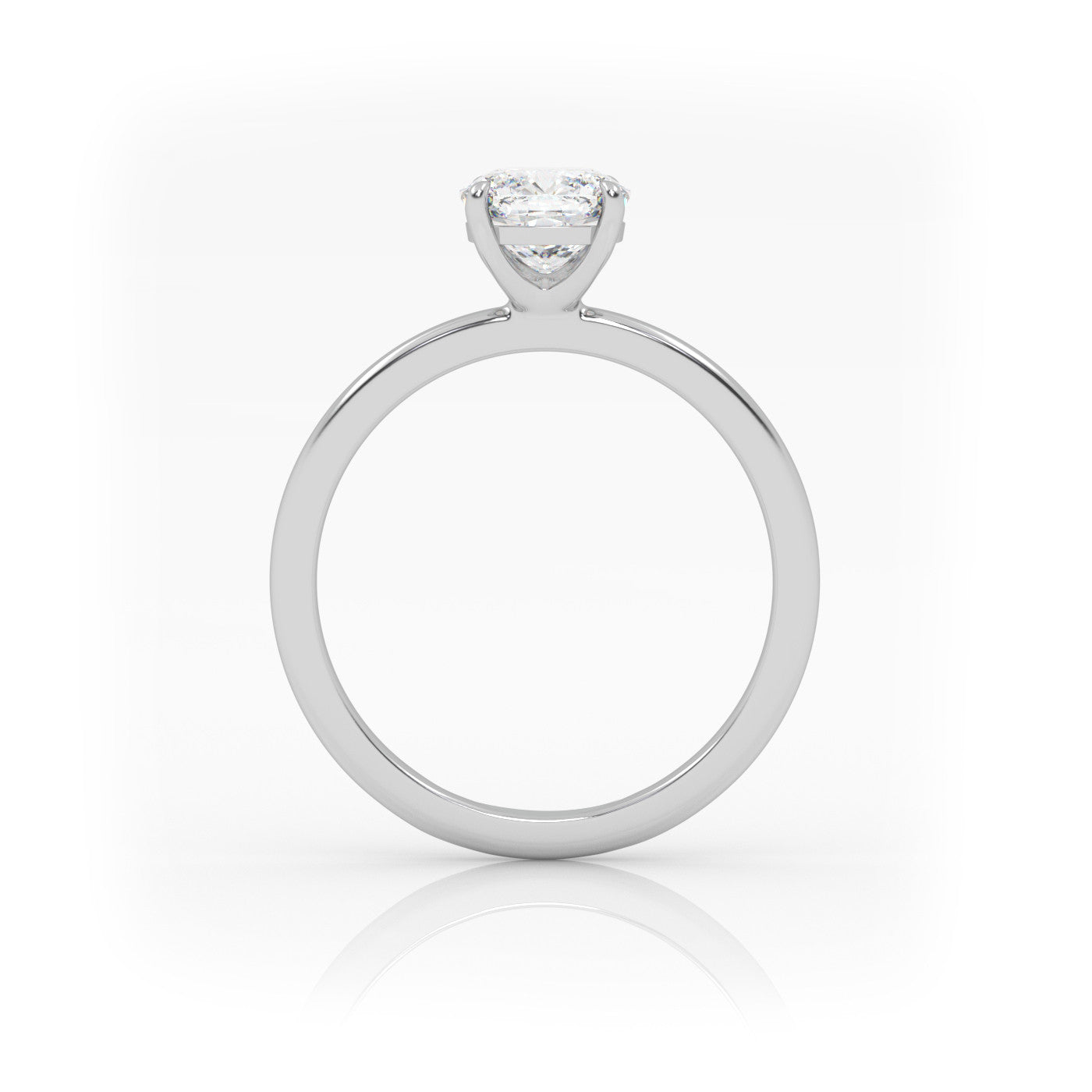 side profile of Solitaire Cushion Diamond Ring in 18K White Gold