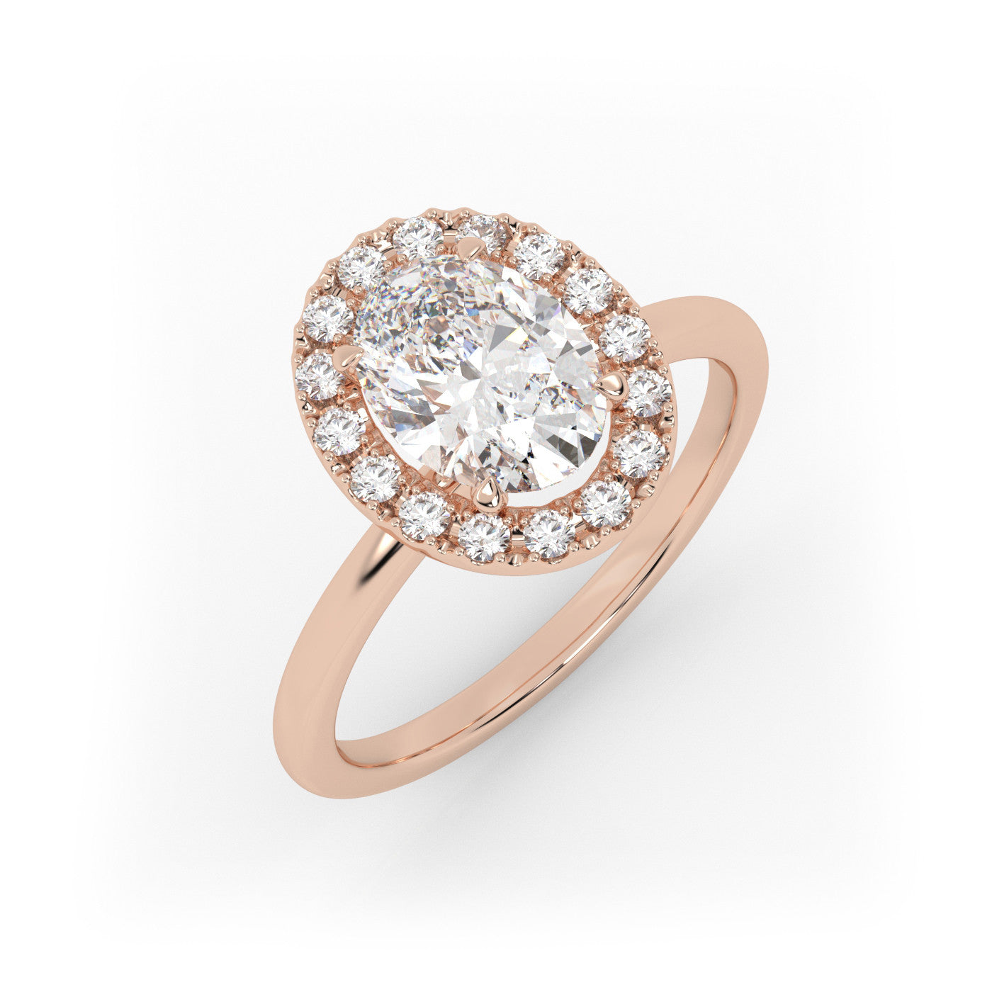 front view of Oval Halo Radiance in 18K Rose Gold