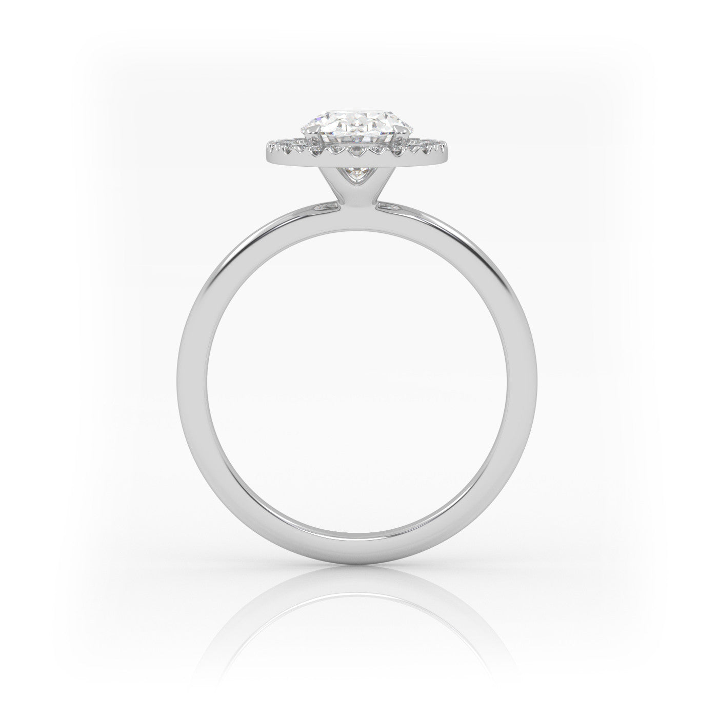 side profile of Oval Halo Radiance in 18K Yellow Gold