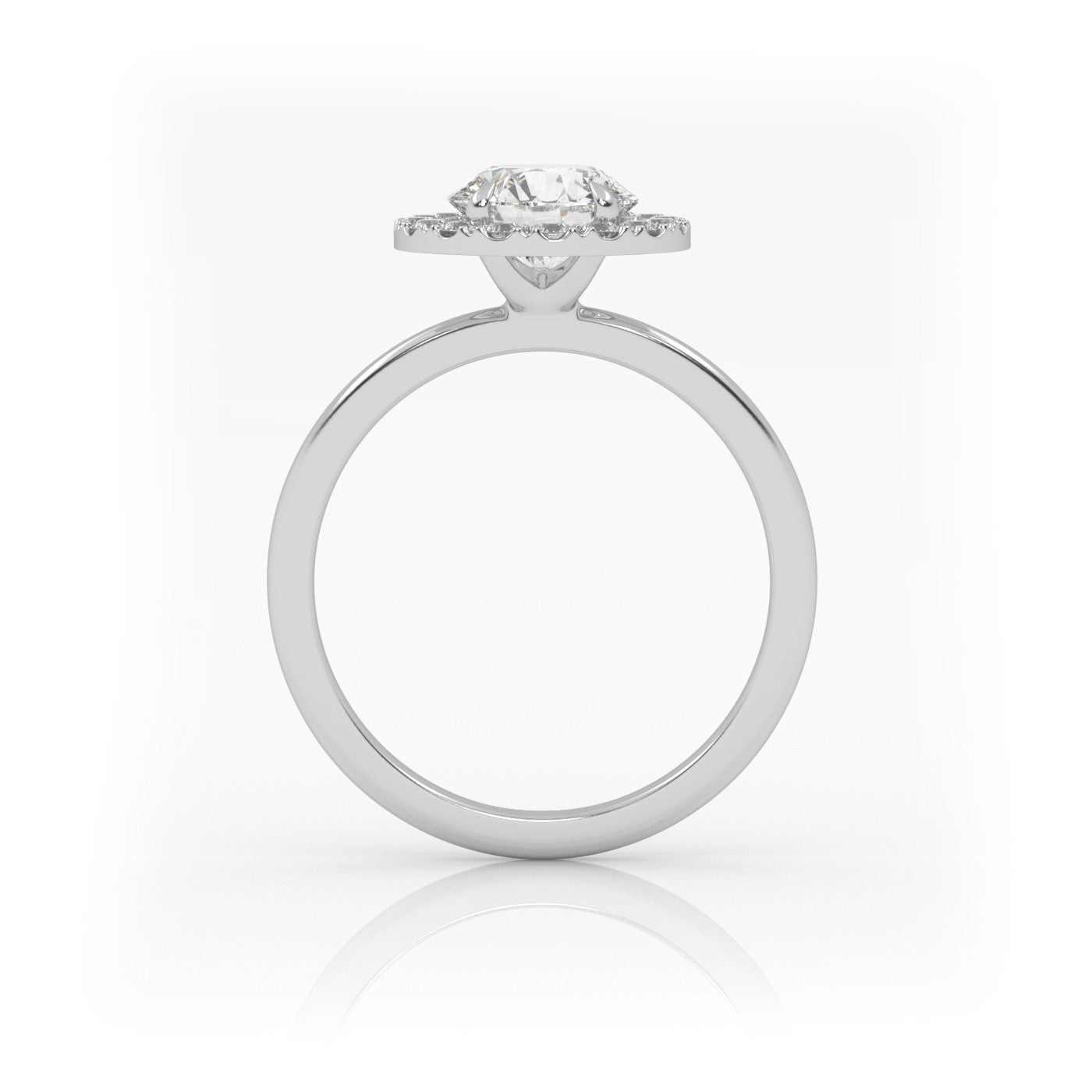 side profile of Round Halo Radiance in 18K Yellow Gold