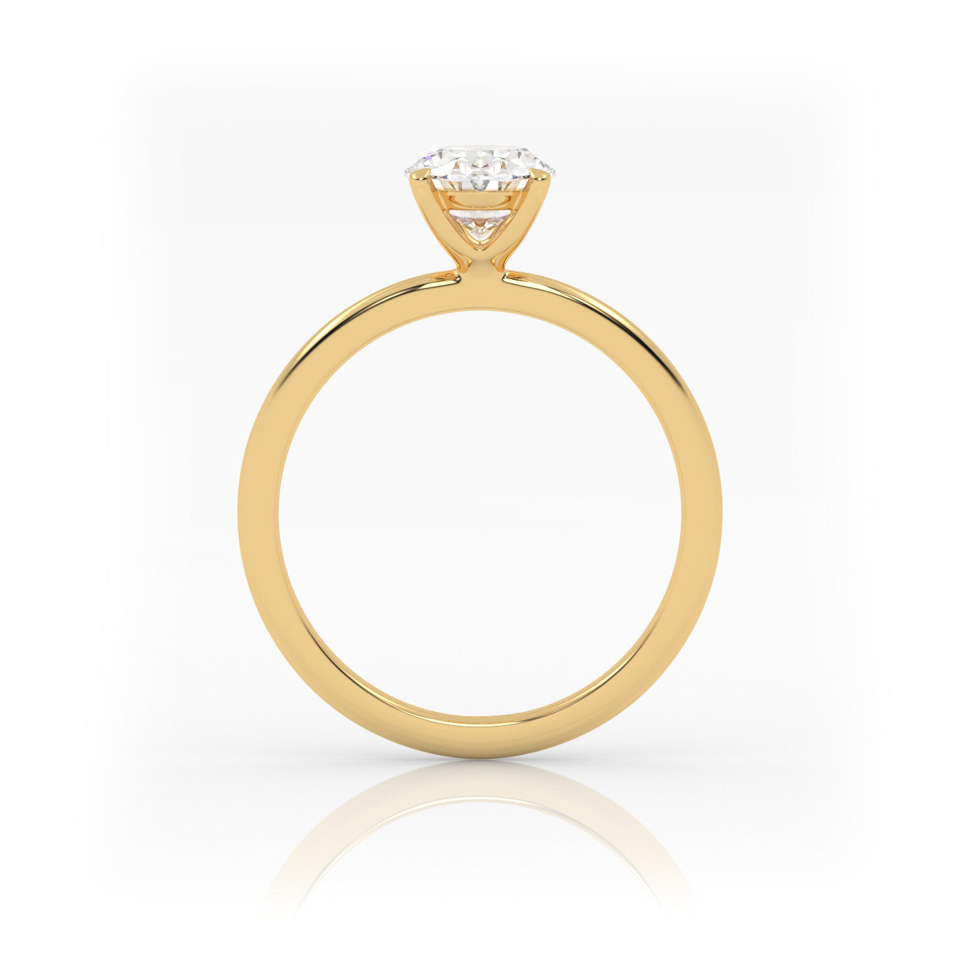 side profile of Solitaire Oval Diamond Ring in 18K Yellow Gold