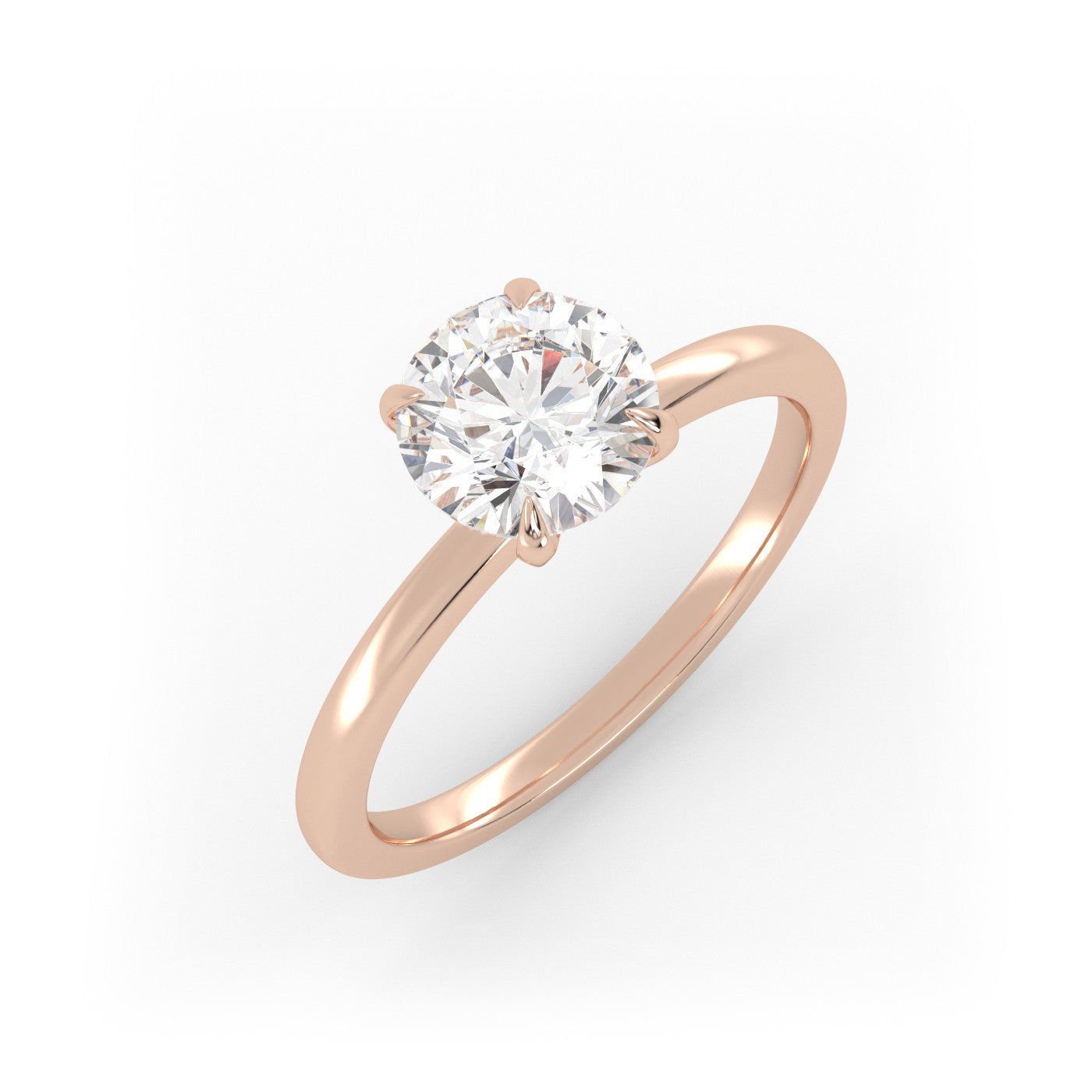 front view of Solitaire Round Diamond Ring in 18K Rose Gold