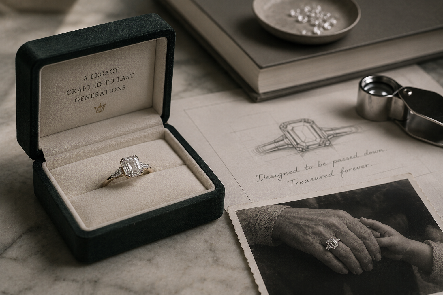Heirloom diamond jewelry transformed into a timeless bespoke piece