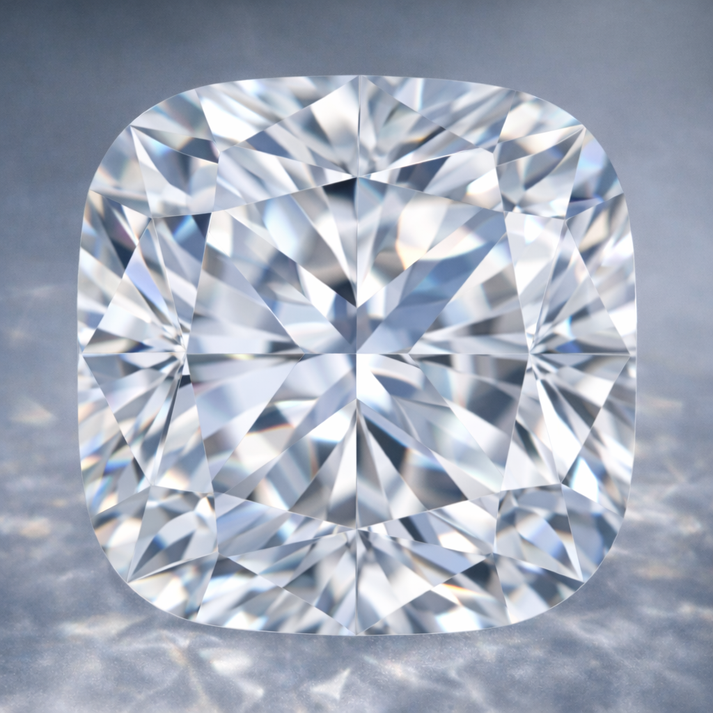 Close-up of Solitaire Cushion Diamond Ring