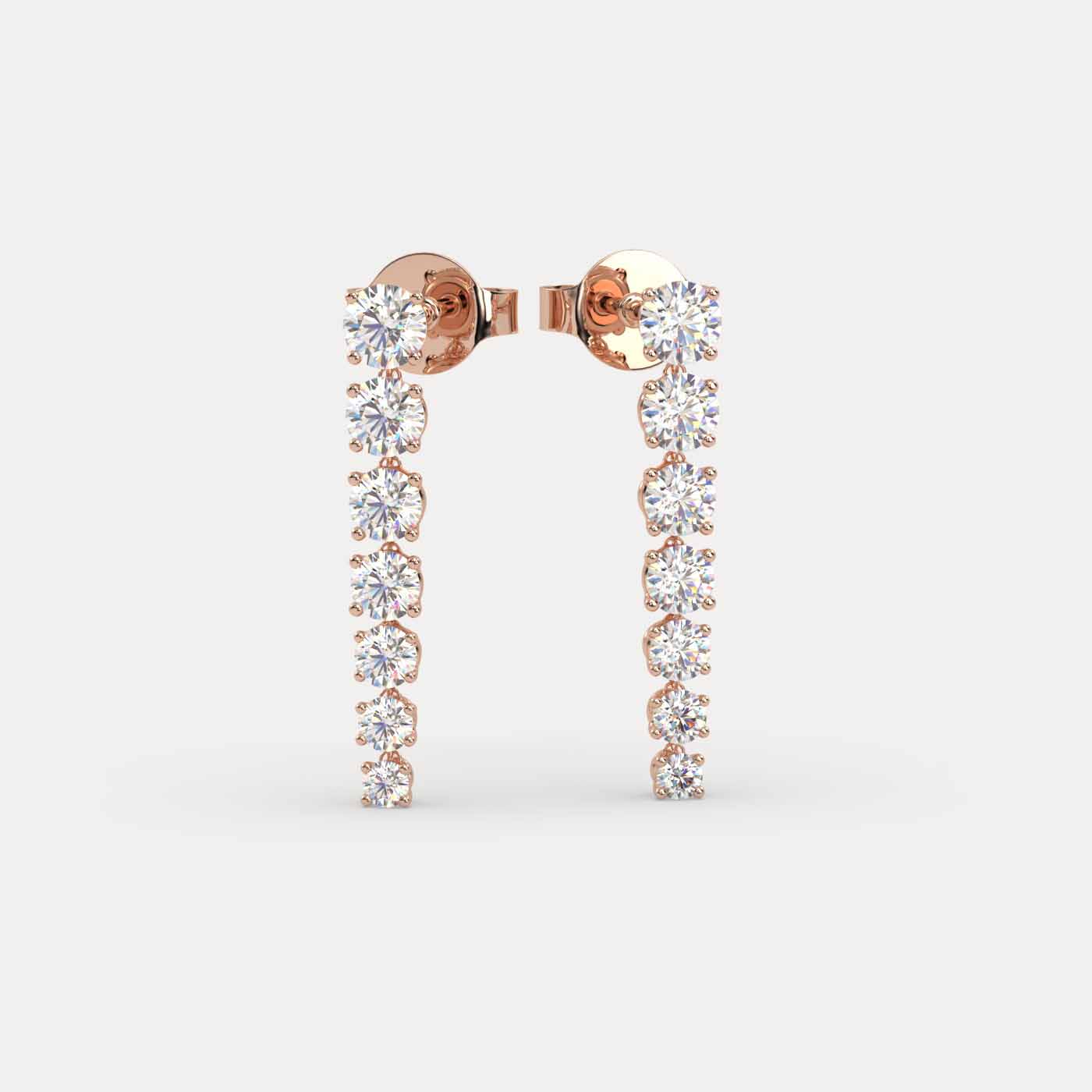 front view of Diamond Vine Drop Earrings in 18K Rose Gold
