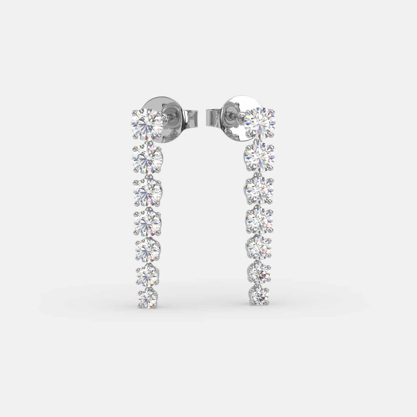front view of Diamond Vine Drop Earrings in 18K White Gold