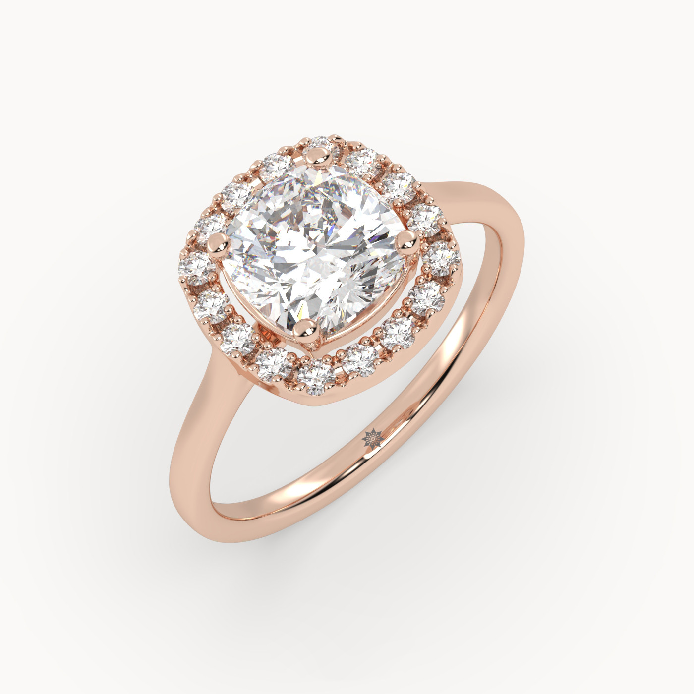 front view of Cushion Halo Grace in 18K Rose Gold