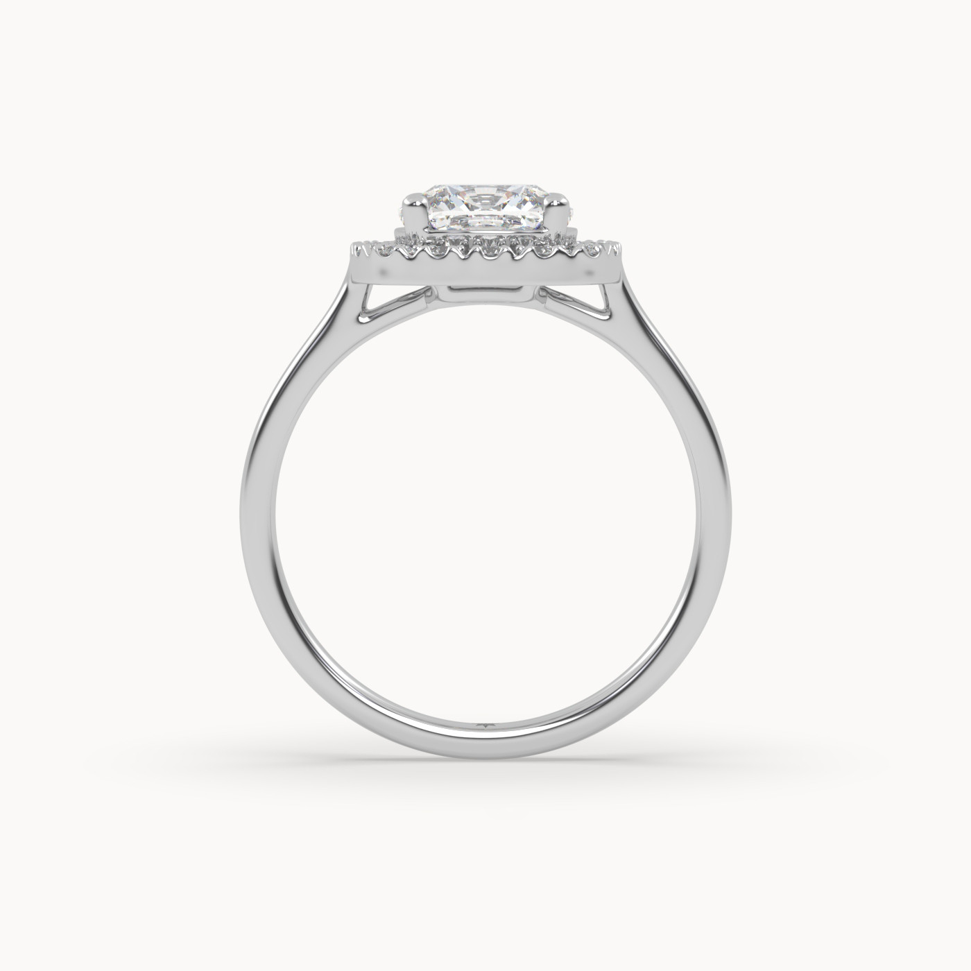 side profile of Cushion Halo Grace in 18K Yellow Gold