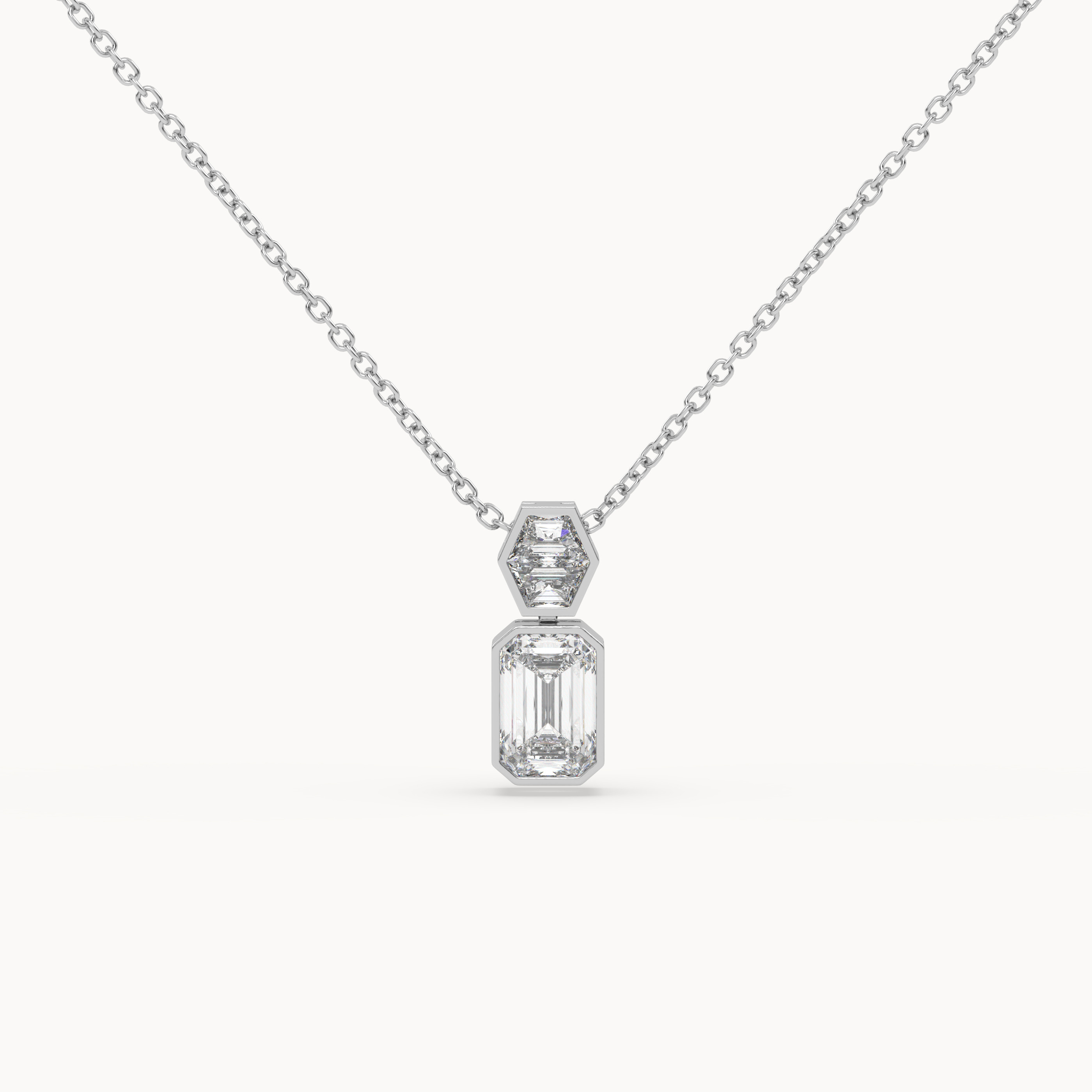front view of Emerald Drop Diamond Pendant – 2.2 ct in 18K White Gold
