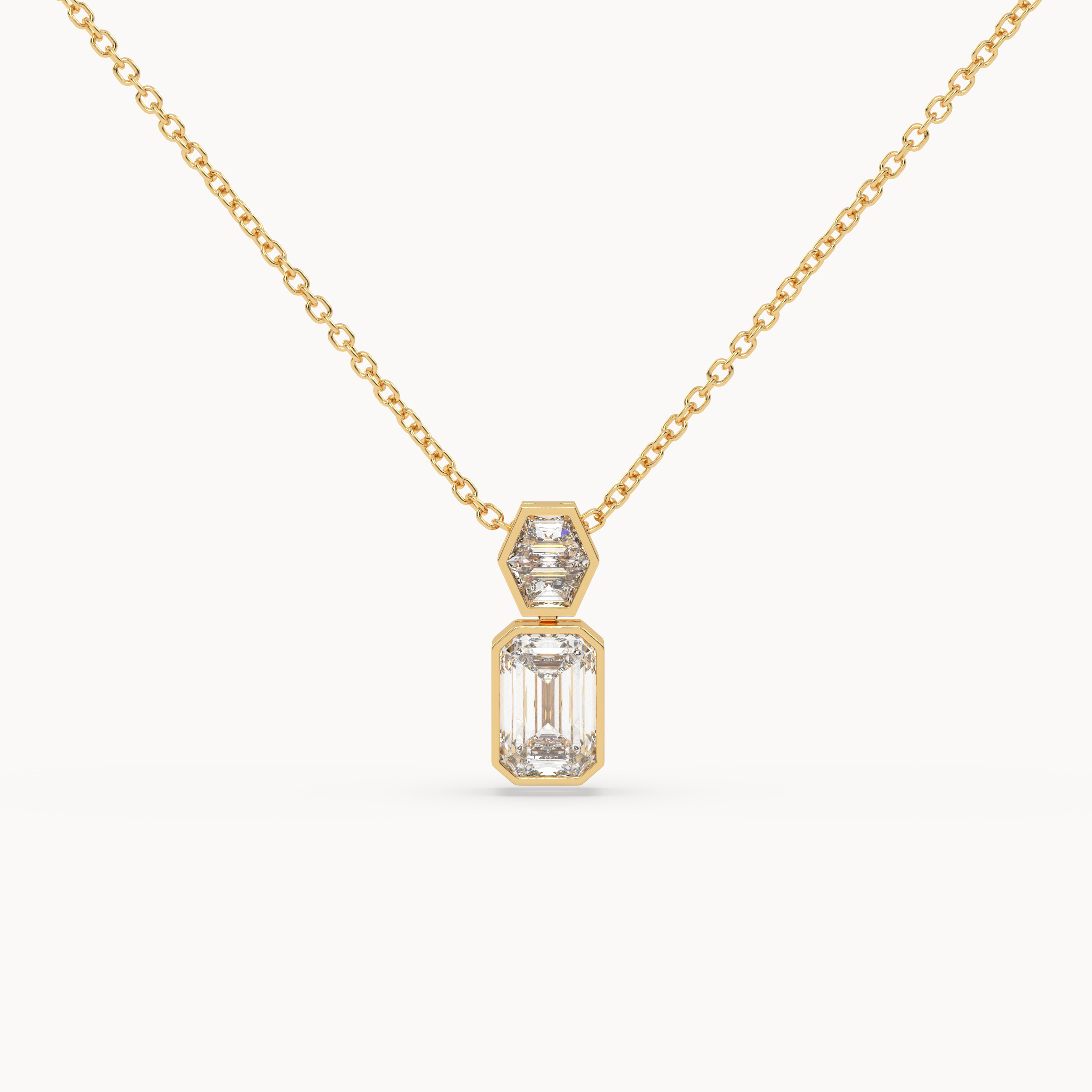 front view of Emerald Drop Diamond Pendant – 2.2 ct in 18K Yellow Gold
