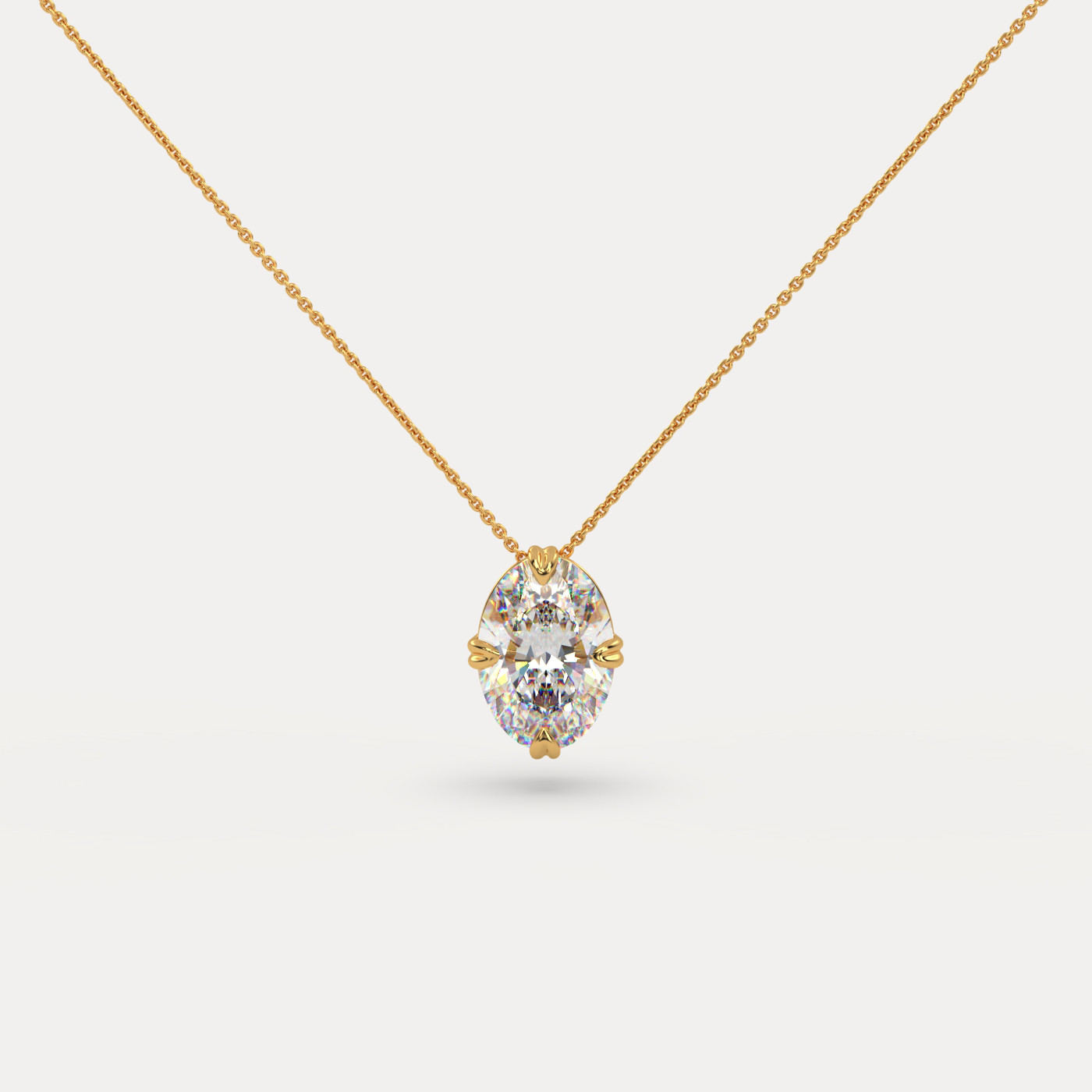 front view of Solitaire Oval Cut Diamond Pendant in 18K Rose Gold