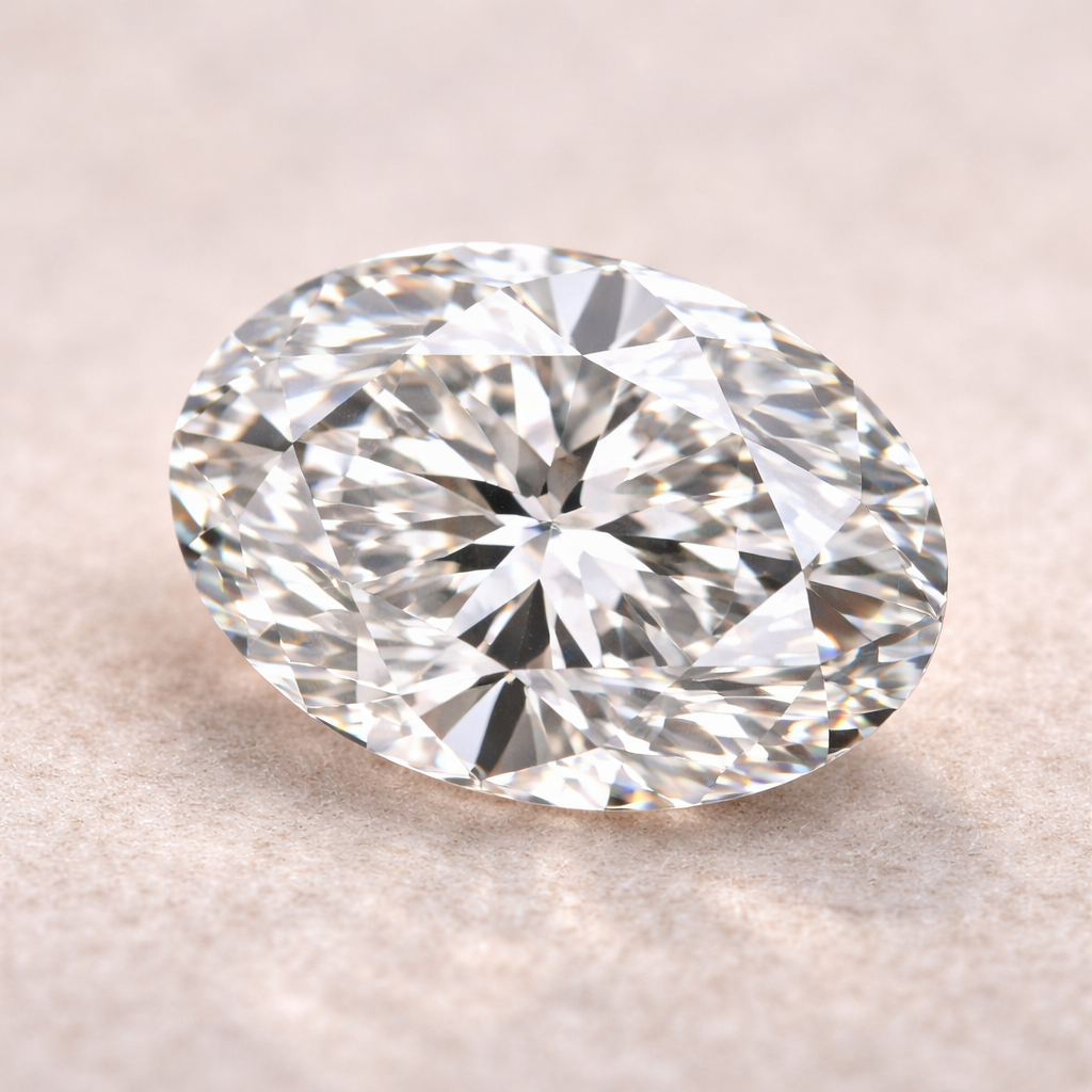 Close-up of Solitaire Oval Cut Diamond Pendant