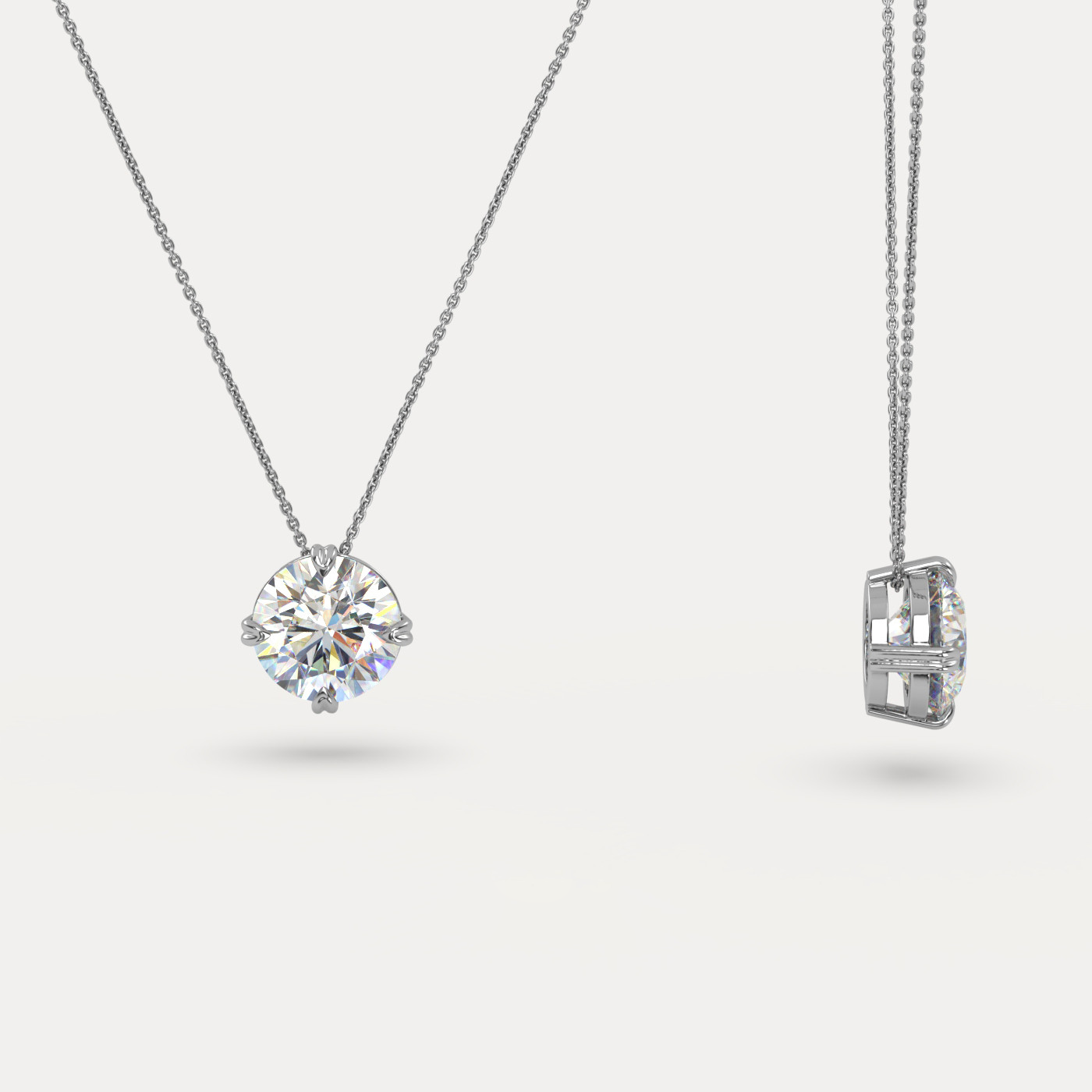 front side view of Solitaire Round Cut Diamond Pendant in 18K Yellow Gold