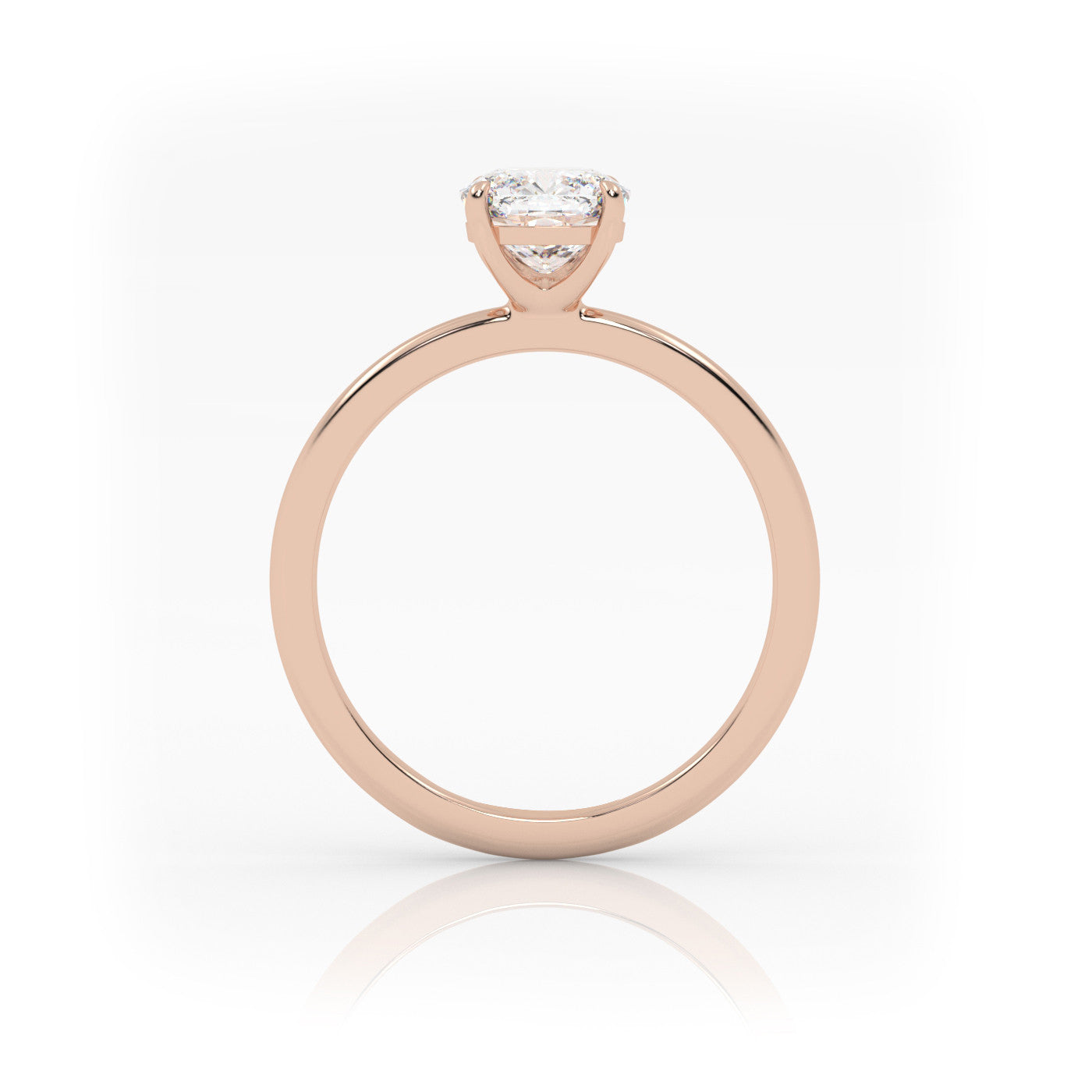side profile of Solitaire Cushion Diamond Ring in 18K Rose Gold