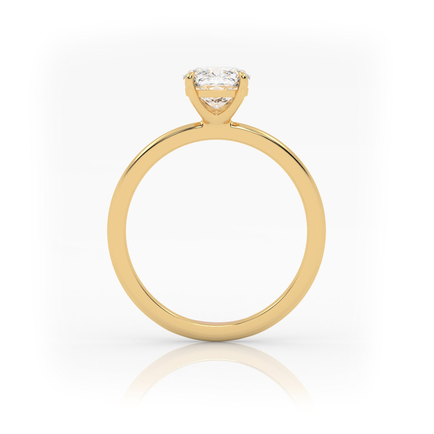 side profile of Solitaire Cushion Diamond Ring in 18K Yellow Gold