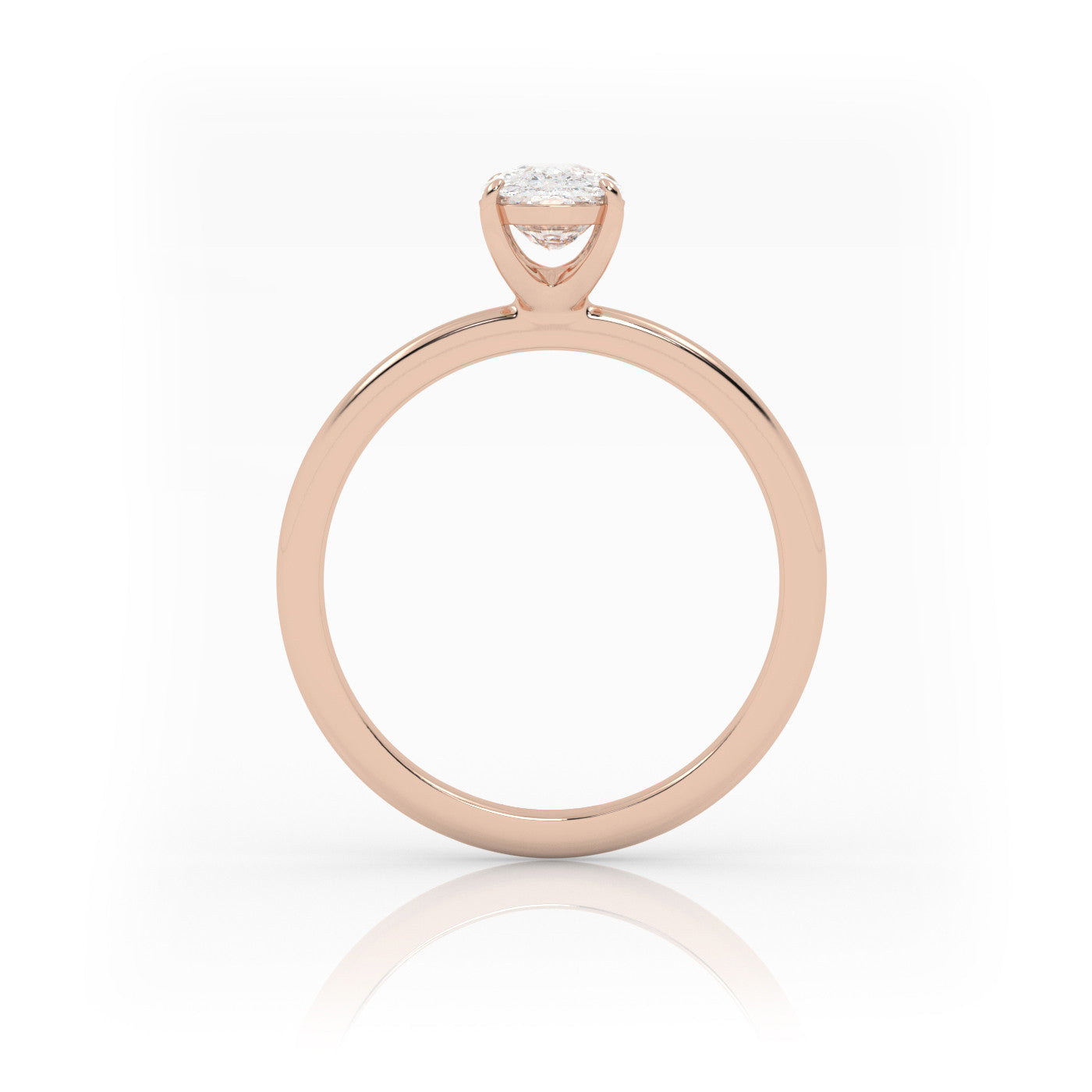 side profile of Solitaire Elongated Cushion Diamond Ring in 18K Rose Gold
