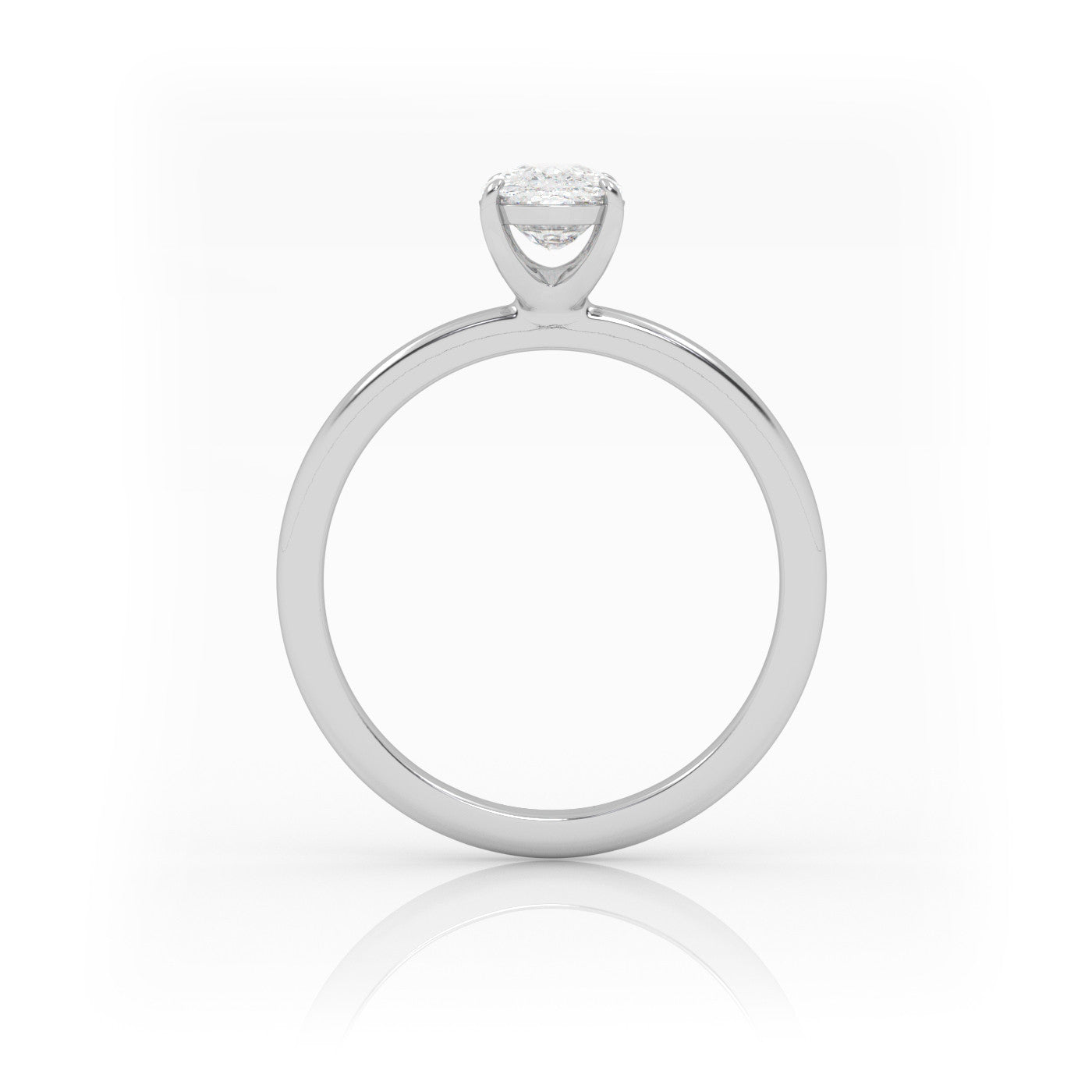 side profile of Solitaire Elongated Cushion Diamond Ring in 18K White Gold