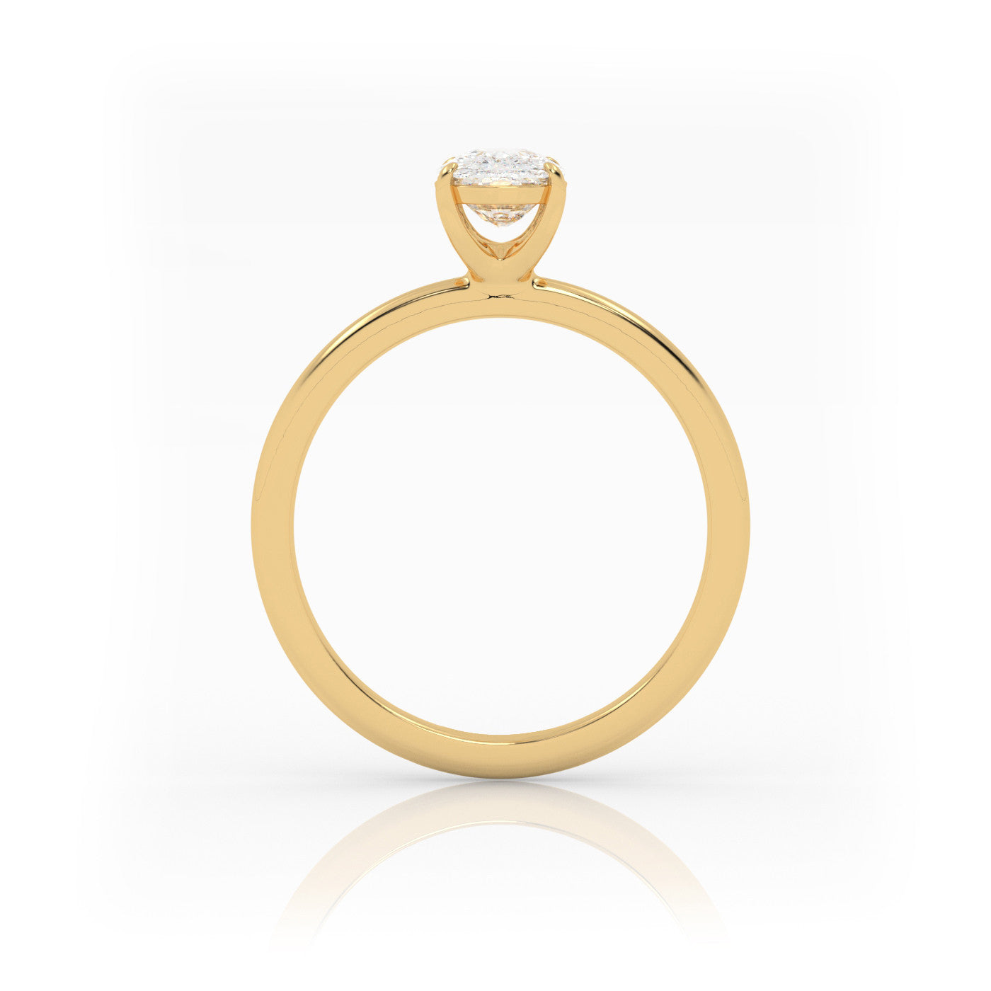 side profile of Solitaire Elongated Cushion Diamond Ring in 18K Yellow Gold
