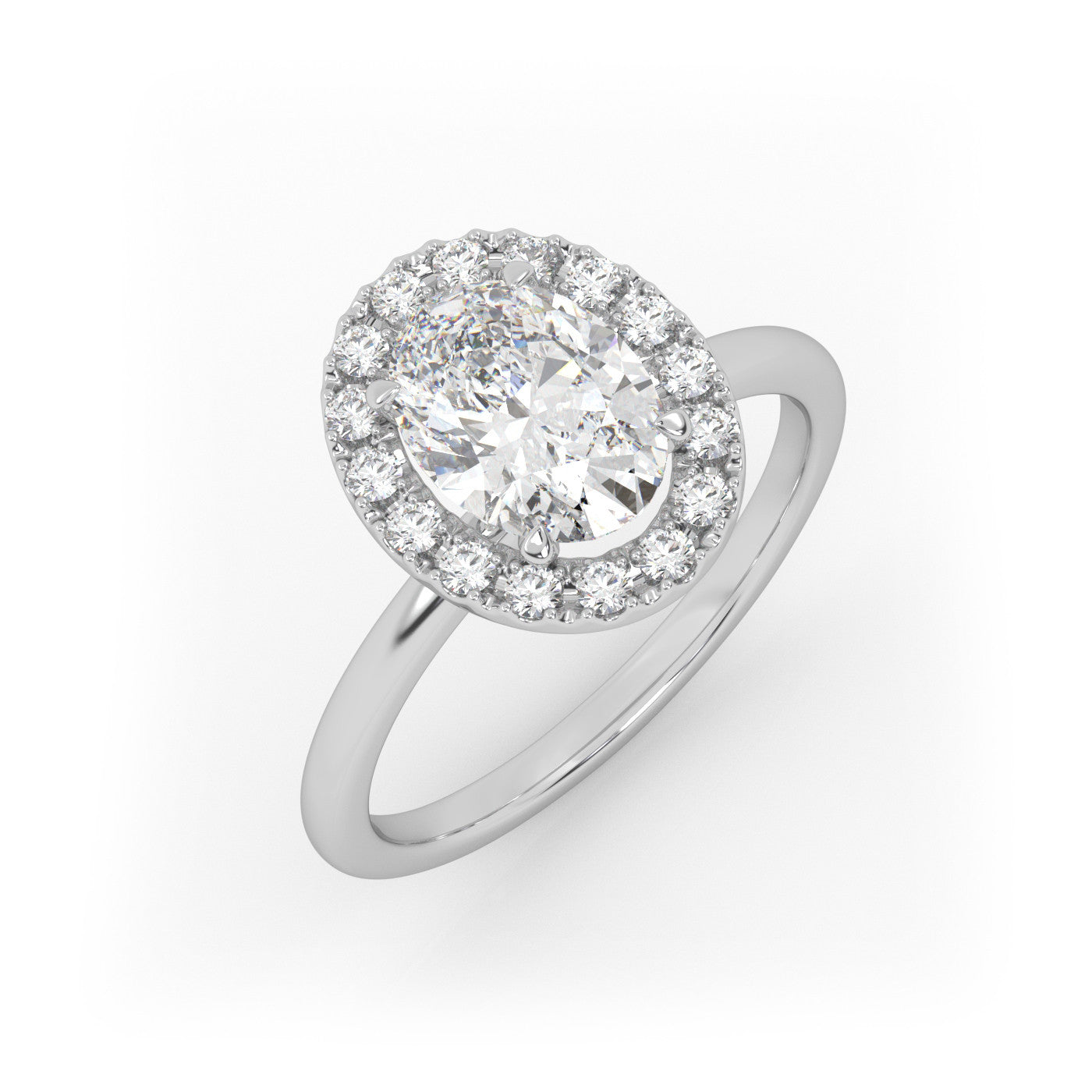 front view of Oval Halo Radiance in 18K White Gold