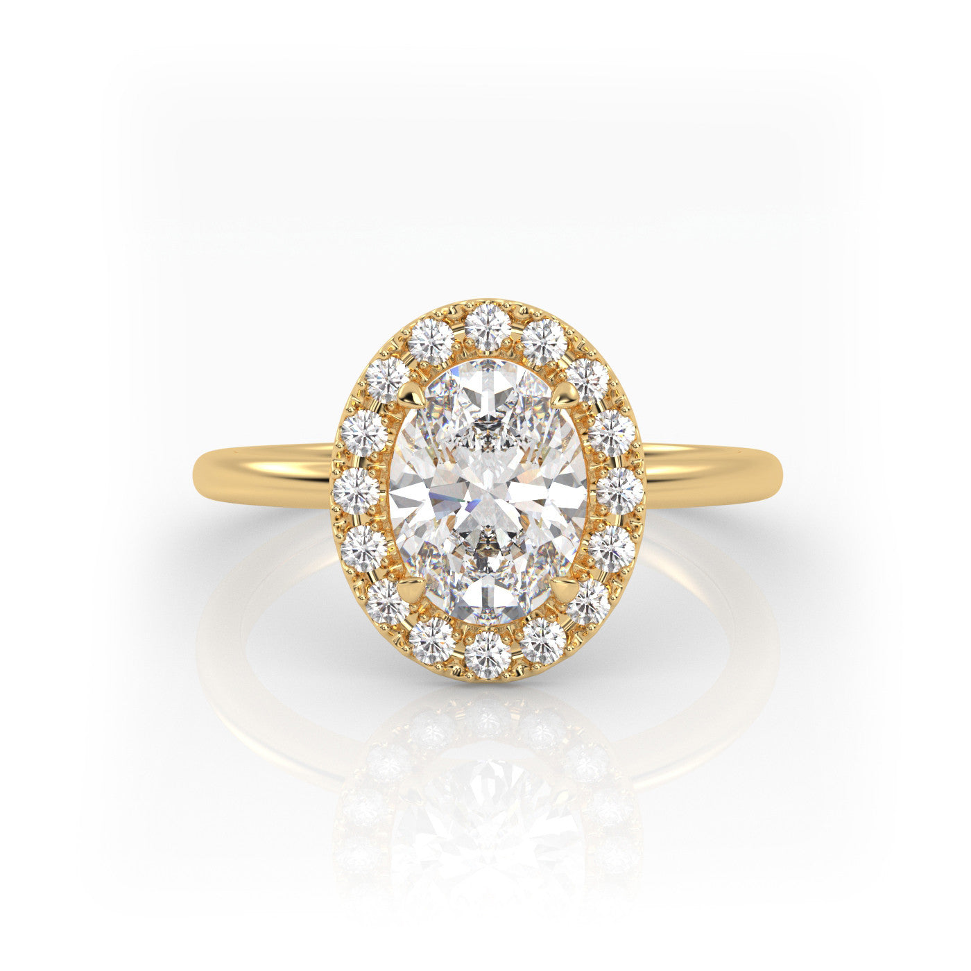 straight front view of Oval Halo Radiance in 18K Rose Gold