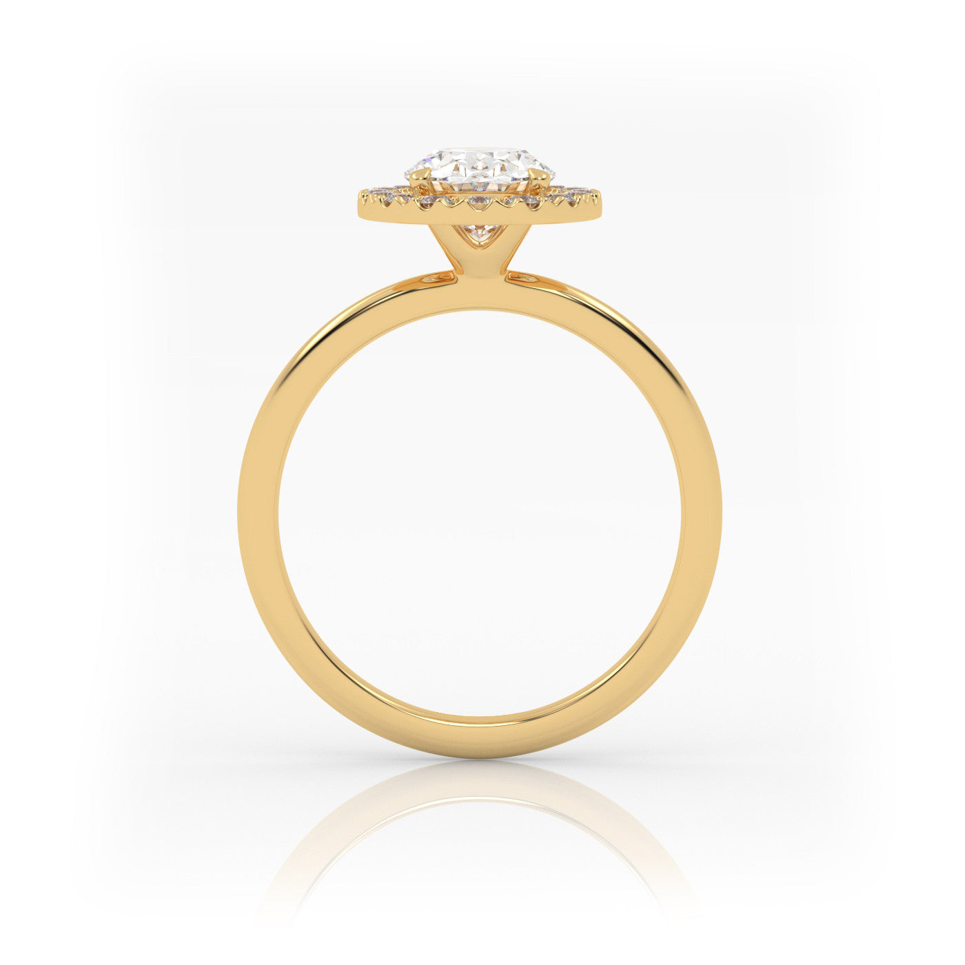 side profile of Oval Halo Radiance in 18K Yellow Gold