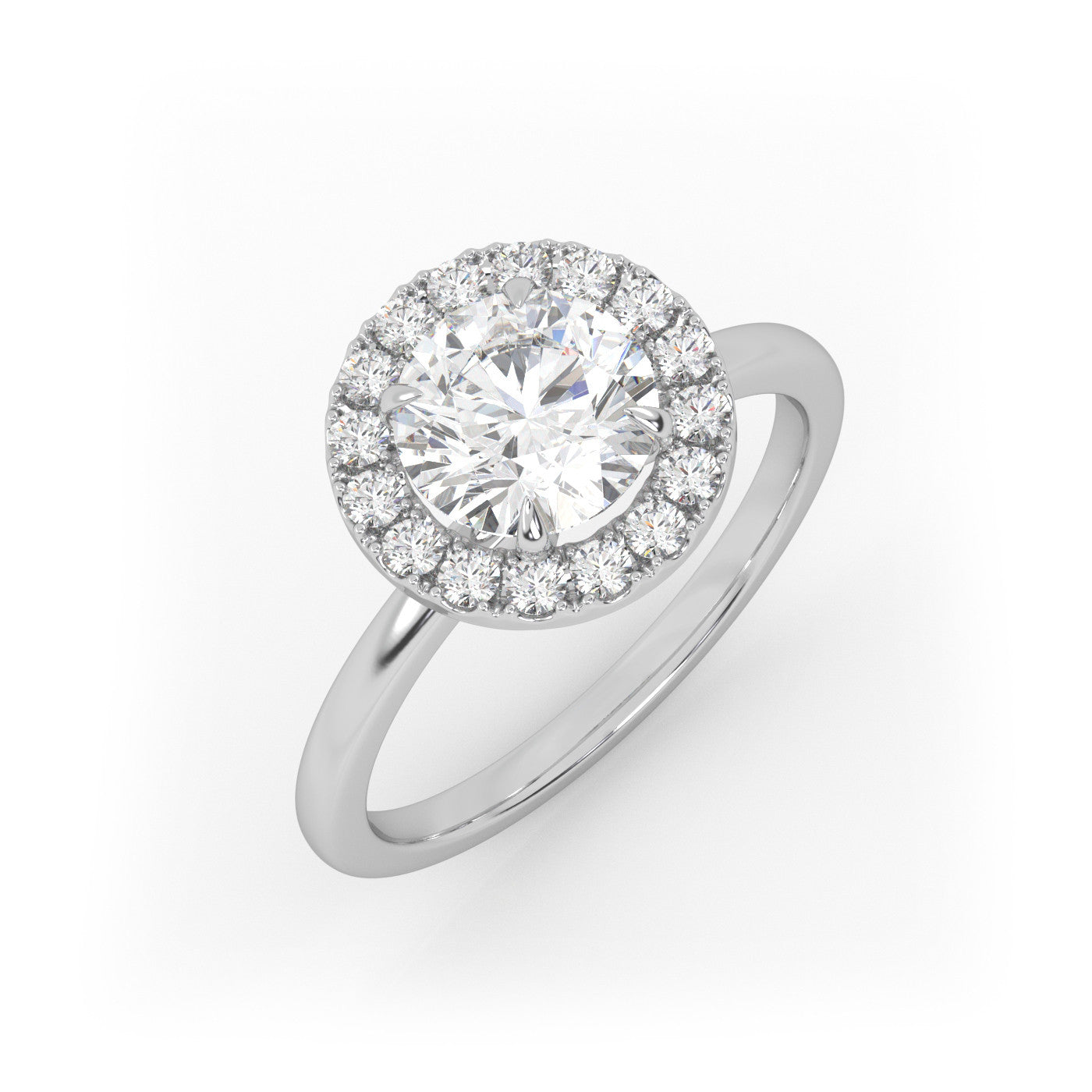 front view of Round Halo Radiance in 18K White Gold