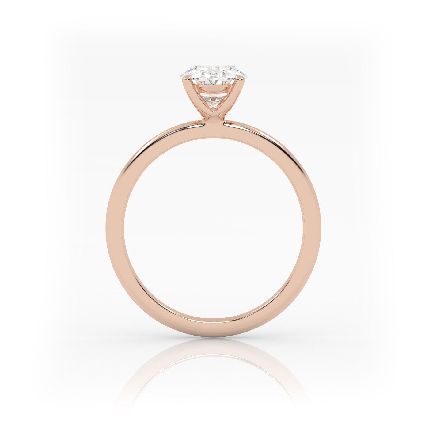 side profile of Solitaire Oval Diamond Ring in 18K Rose Gold