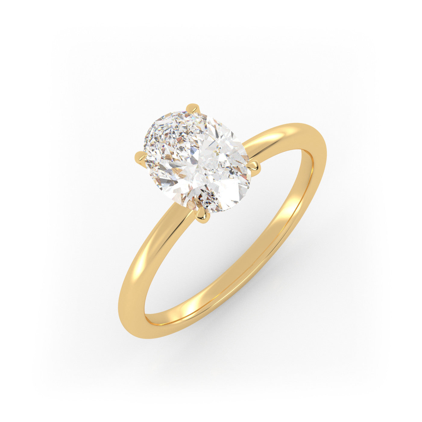 front view of Solitaire Oval Diamond Ring in 18K White Gold