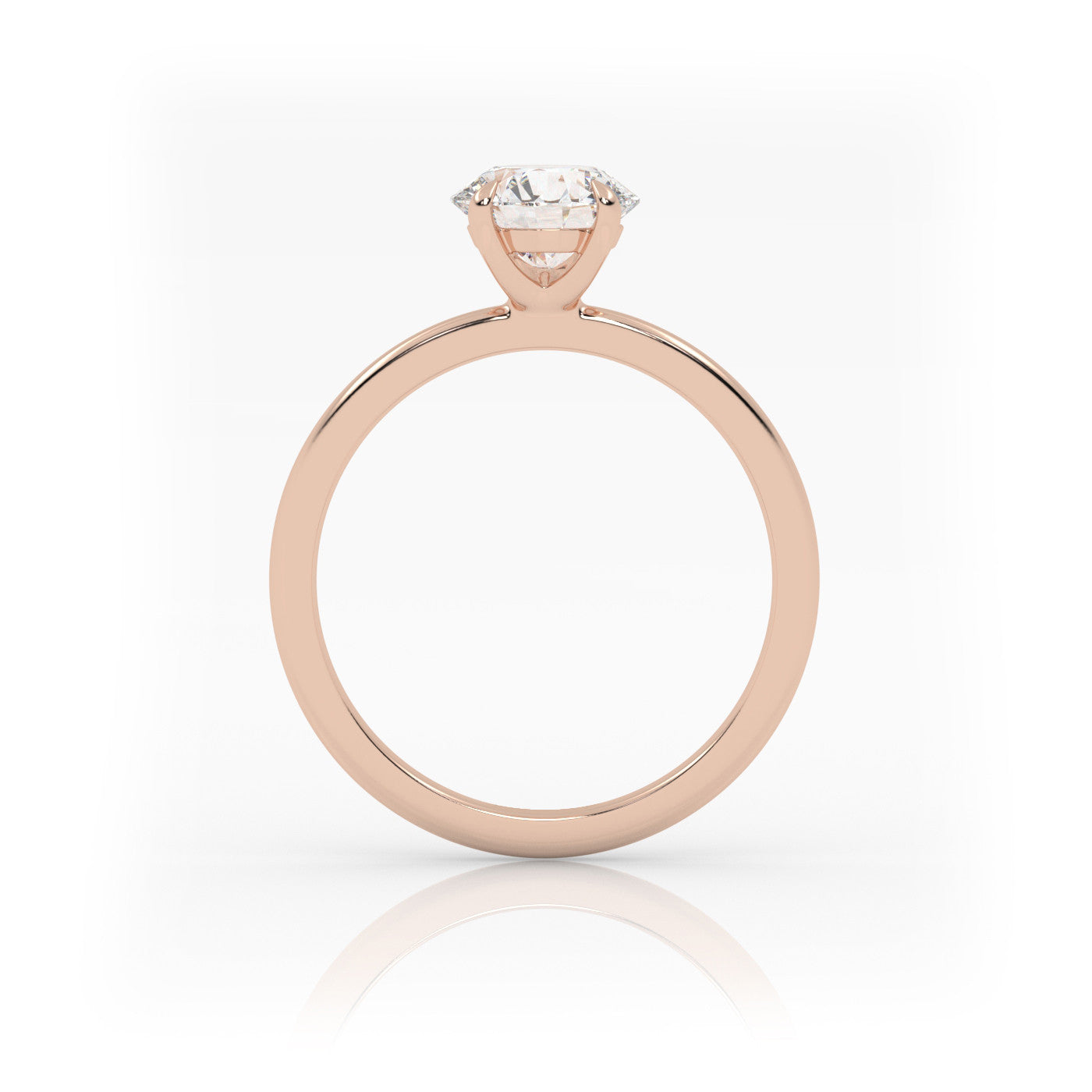 side profile of Solitaire Round Diamond Ring in 18K Rose Gold