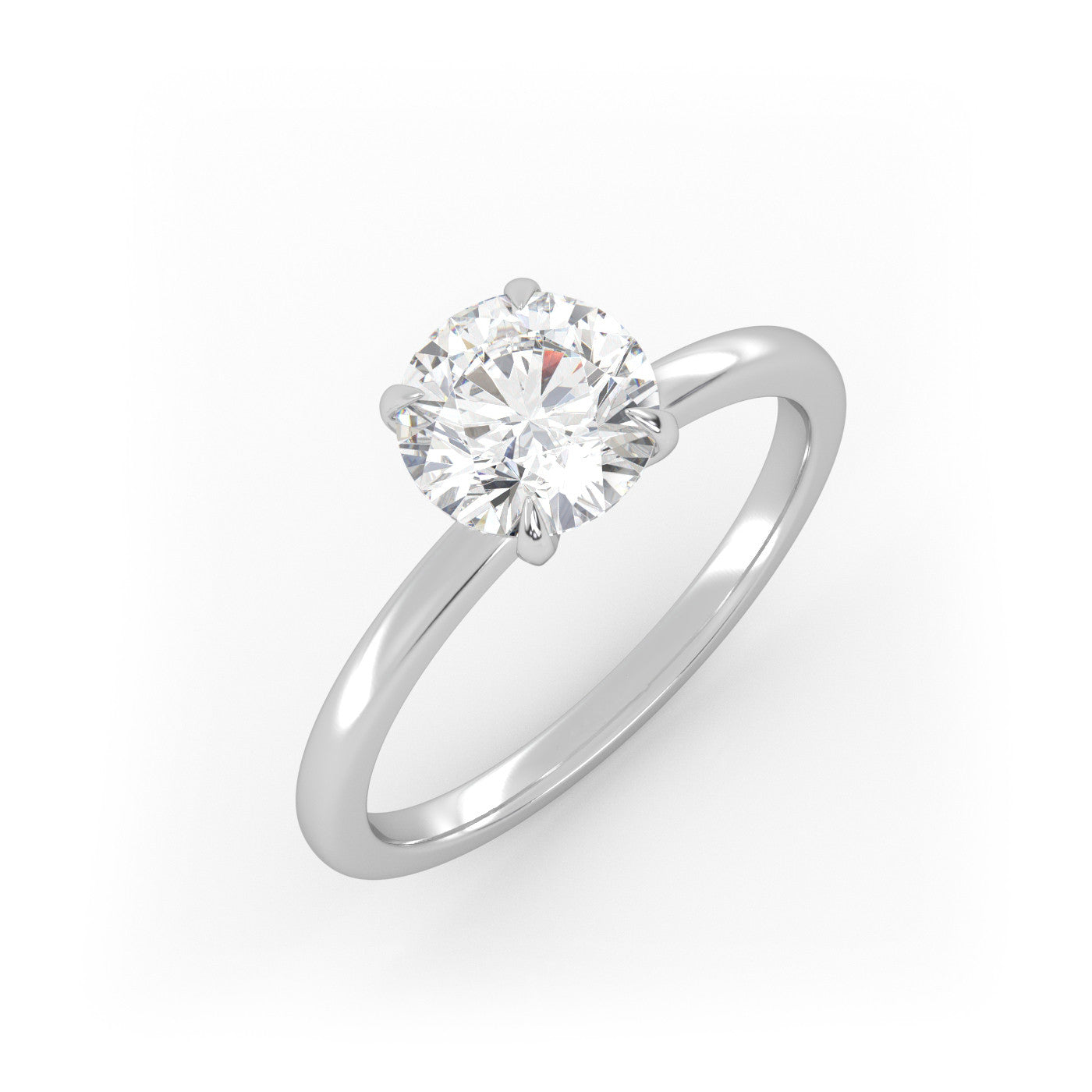front view of Solitaire Round Diamond Ring in 18K White Gold
