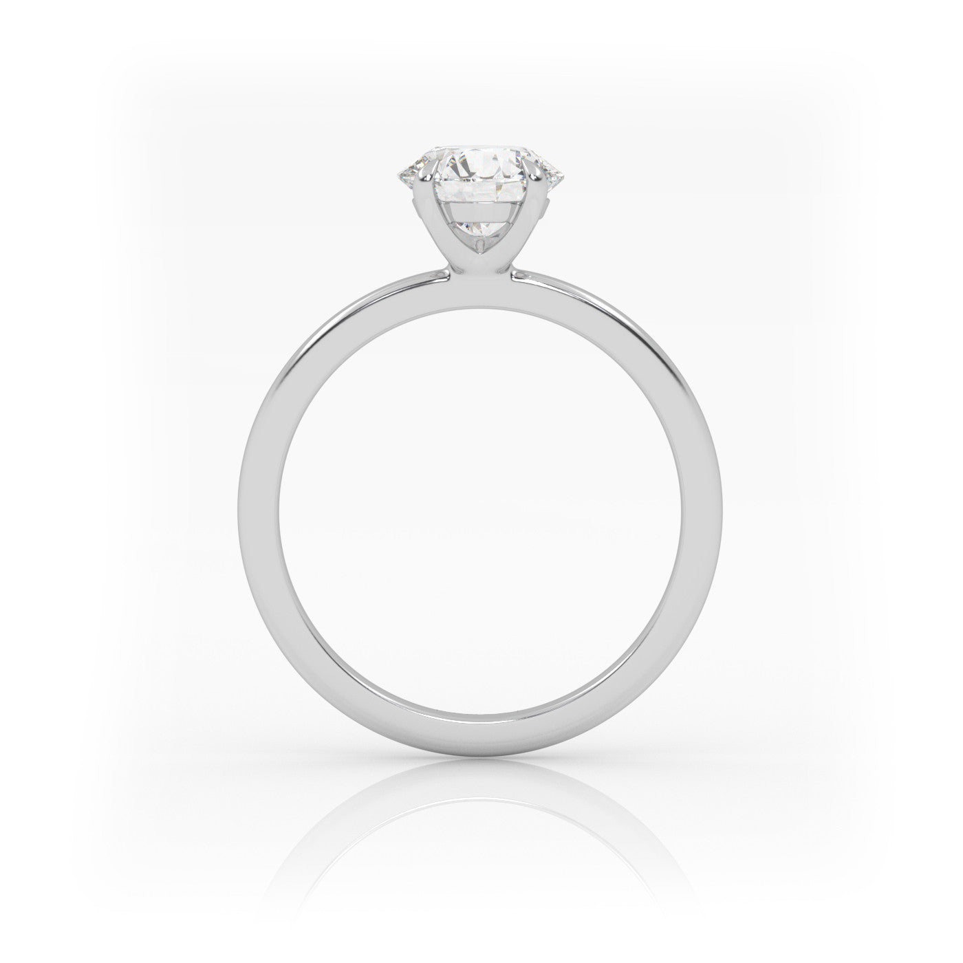 side profile of Solitaire Round Diamond Ring in 18K White Gold