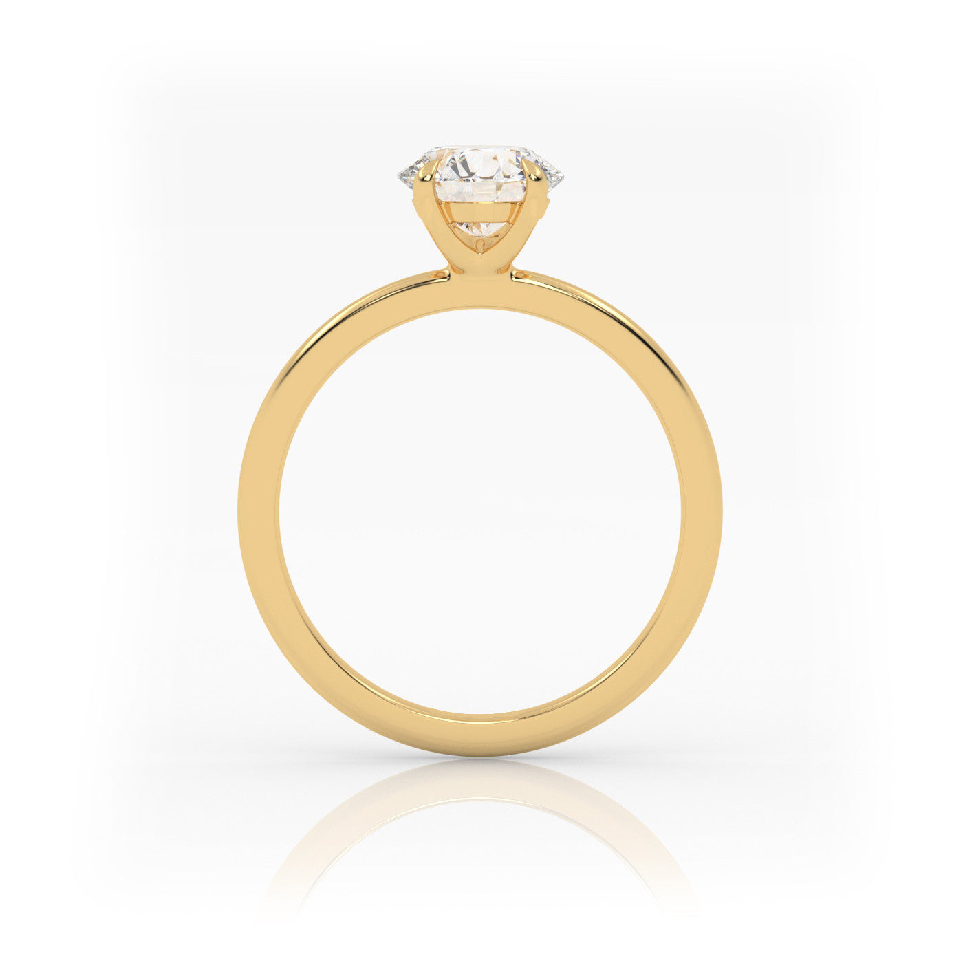 side profile of Solitaire Round Diamond Ring in 18K Yellow Gold