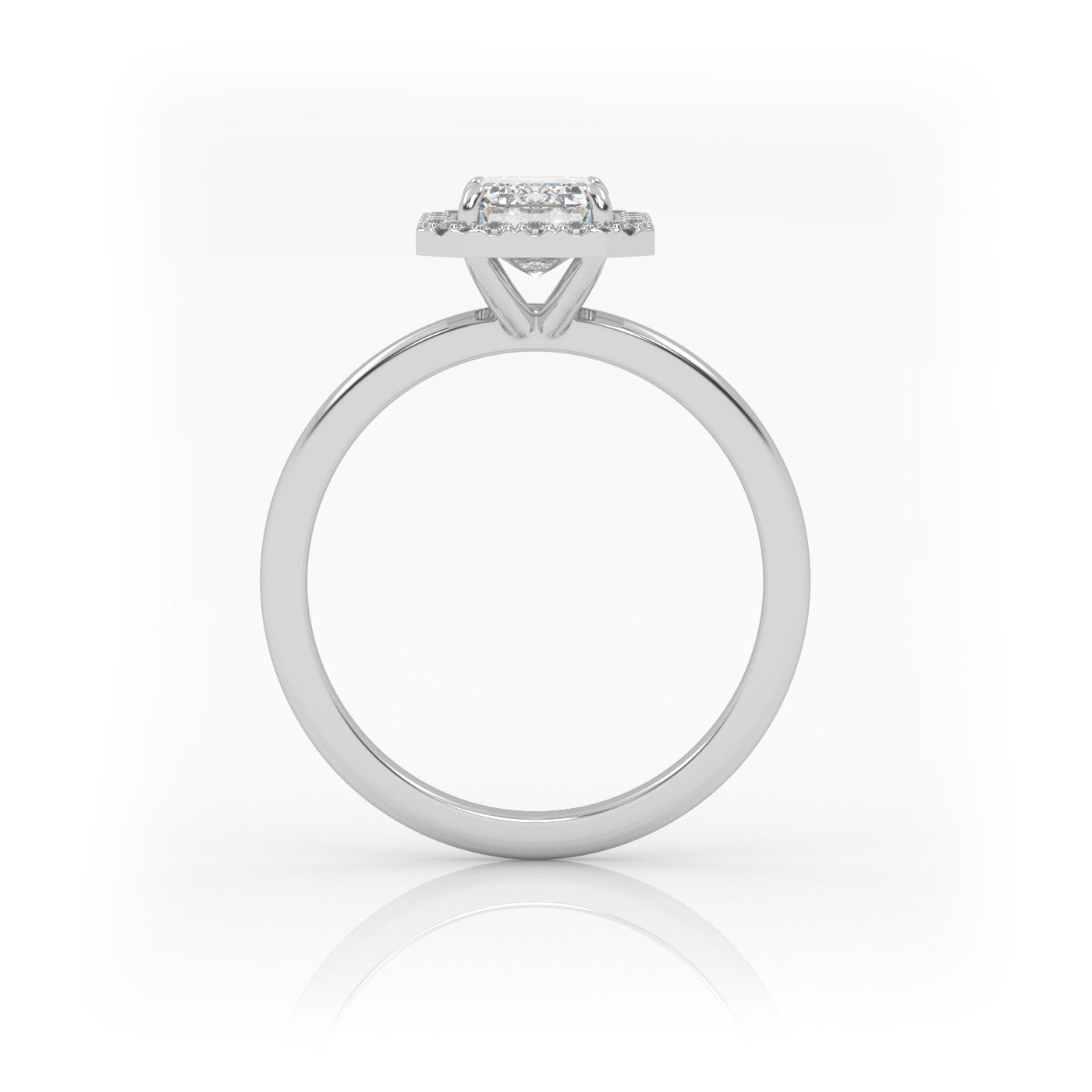 side profile of Emerald Halo Radiance in 18K Yellow Gold