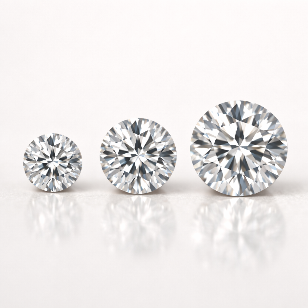 Close-up of Round Cut Diamond Stud Earrings