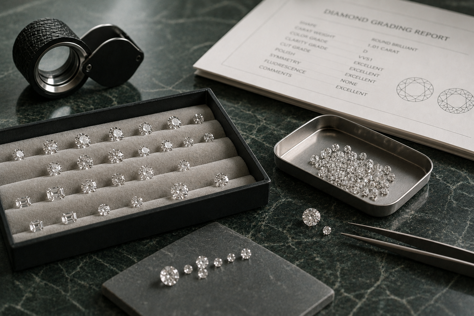 Expert diamond selection for bespoke fine jewelry