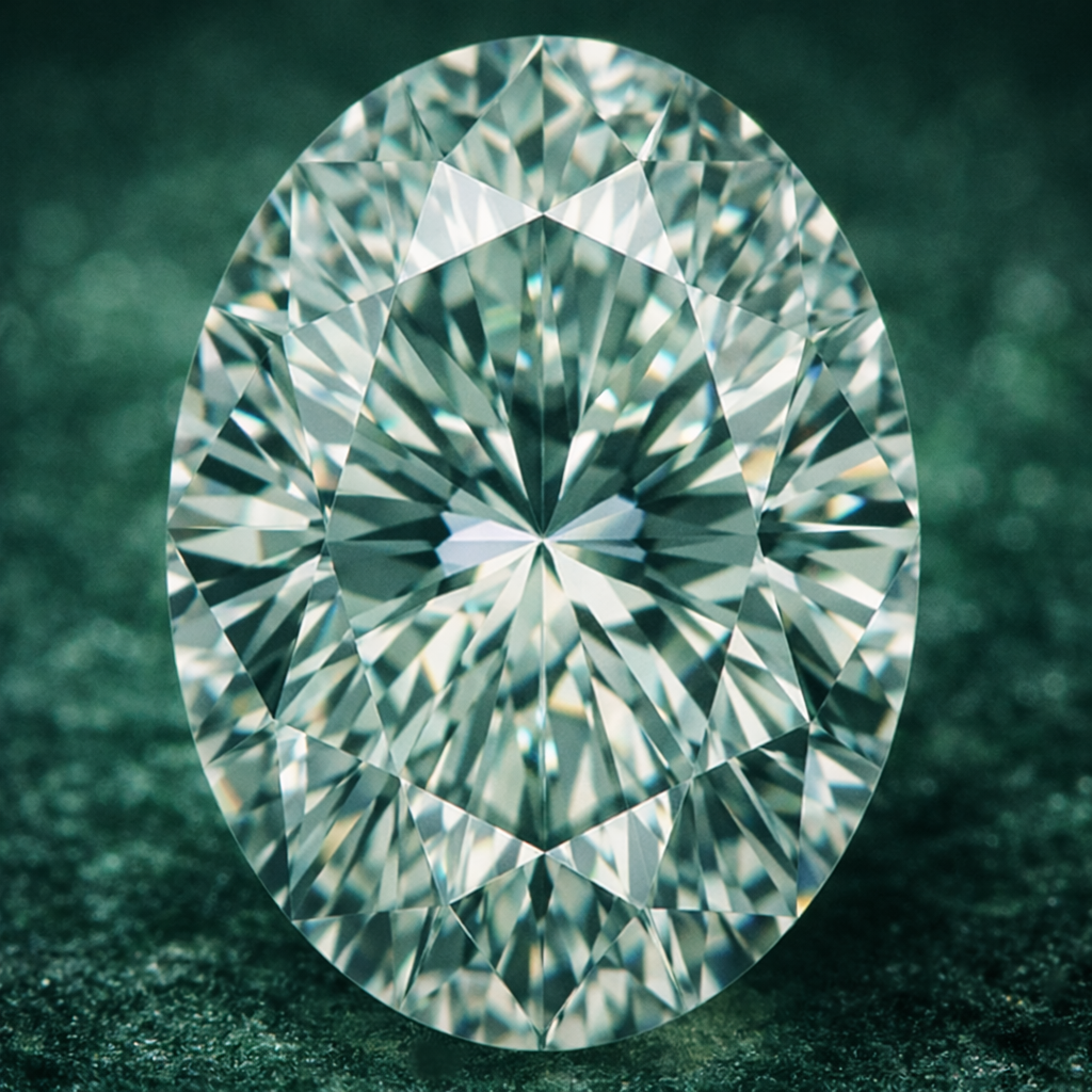 Close-up of Solitaire Oval Diamond Ring in 18K Rose Gold