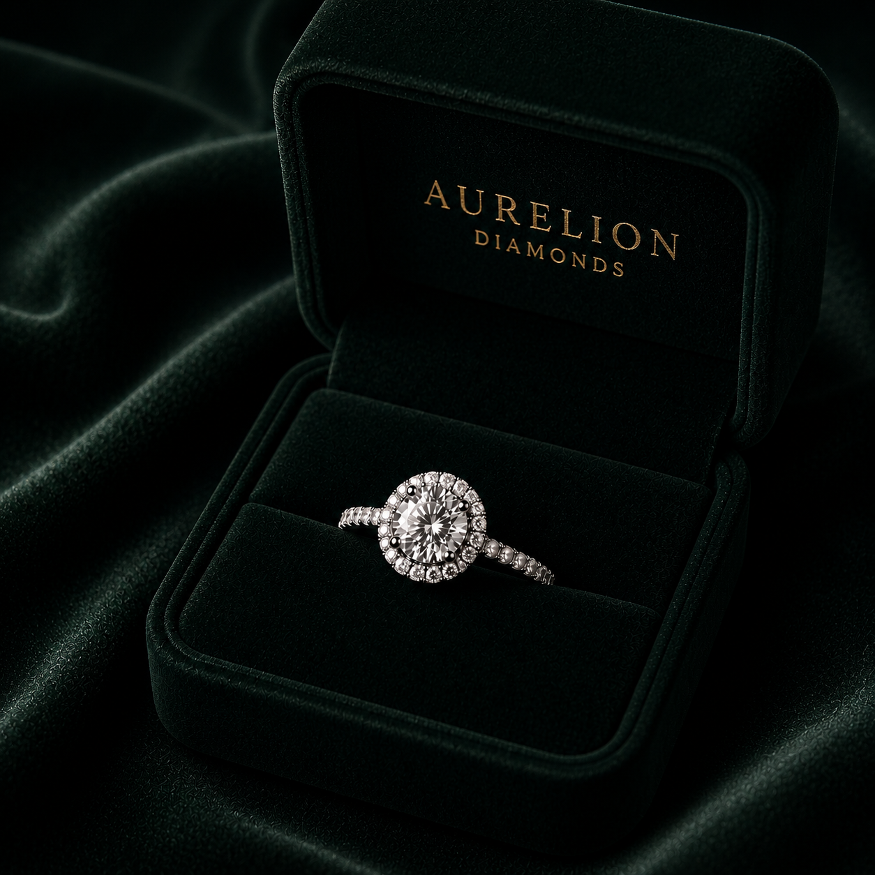 The Vesper presented in Aurelion Diamonds ring box