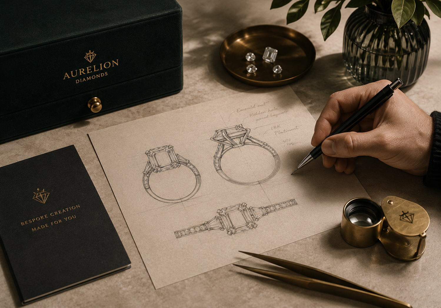 Bespoke diamond jewelry CAD design process by Aurelion Diamonds
